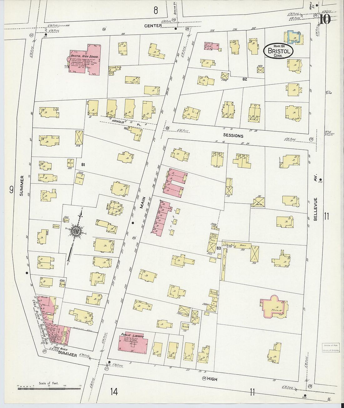 This old map of Bristol, Hartford County, Connecticut was created by Sanborn Map Company in 1911