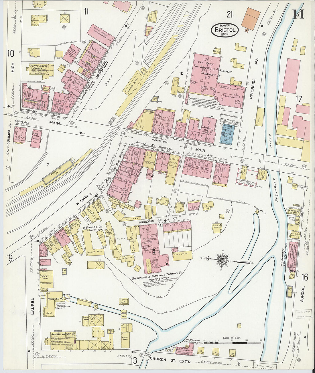 This old map of Bristol, Hartford County, Connecticut was created by Sanborn Map Company in 1911