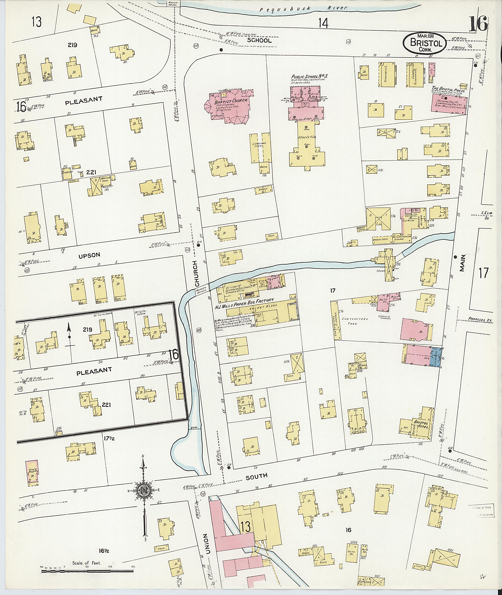 This old map of Bristol, Hartford County, Connecticut was created by Sanborn Map Company in 1911