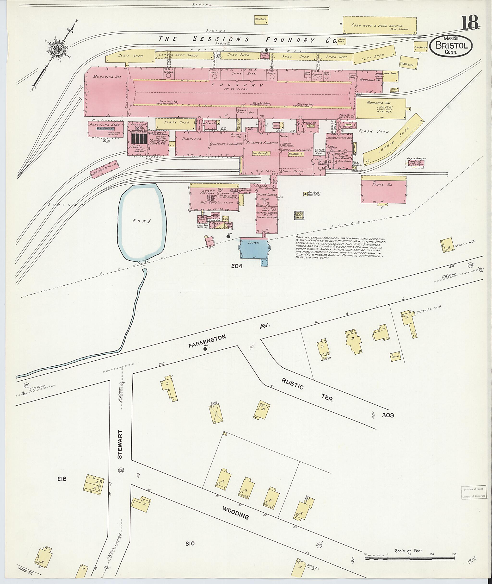 This old map of Bristol, Hartford County, Connecticut was created by Sanborn Map Company in 1911