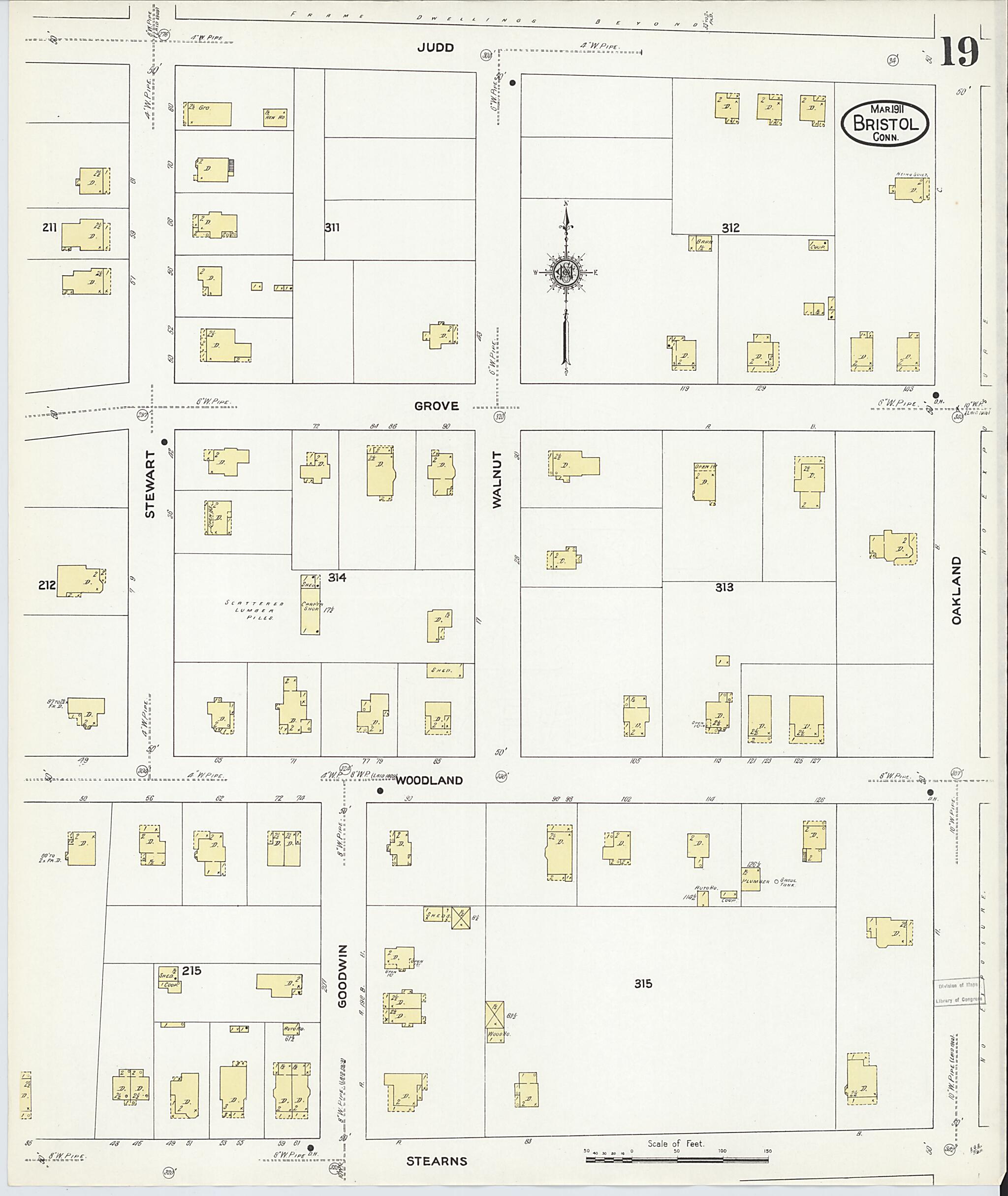 This old map of Bristol, Hartford County, Connecticut was created by Sanborn Map Company in 1911