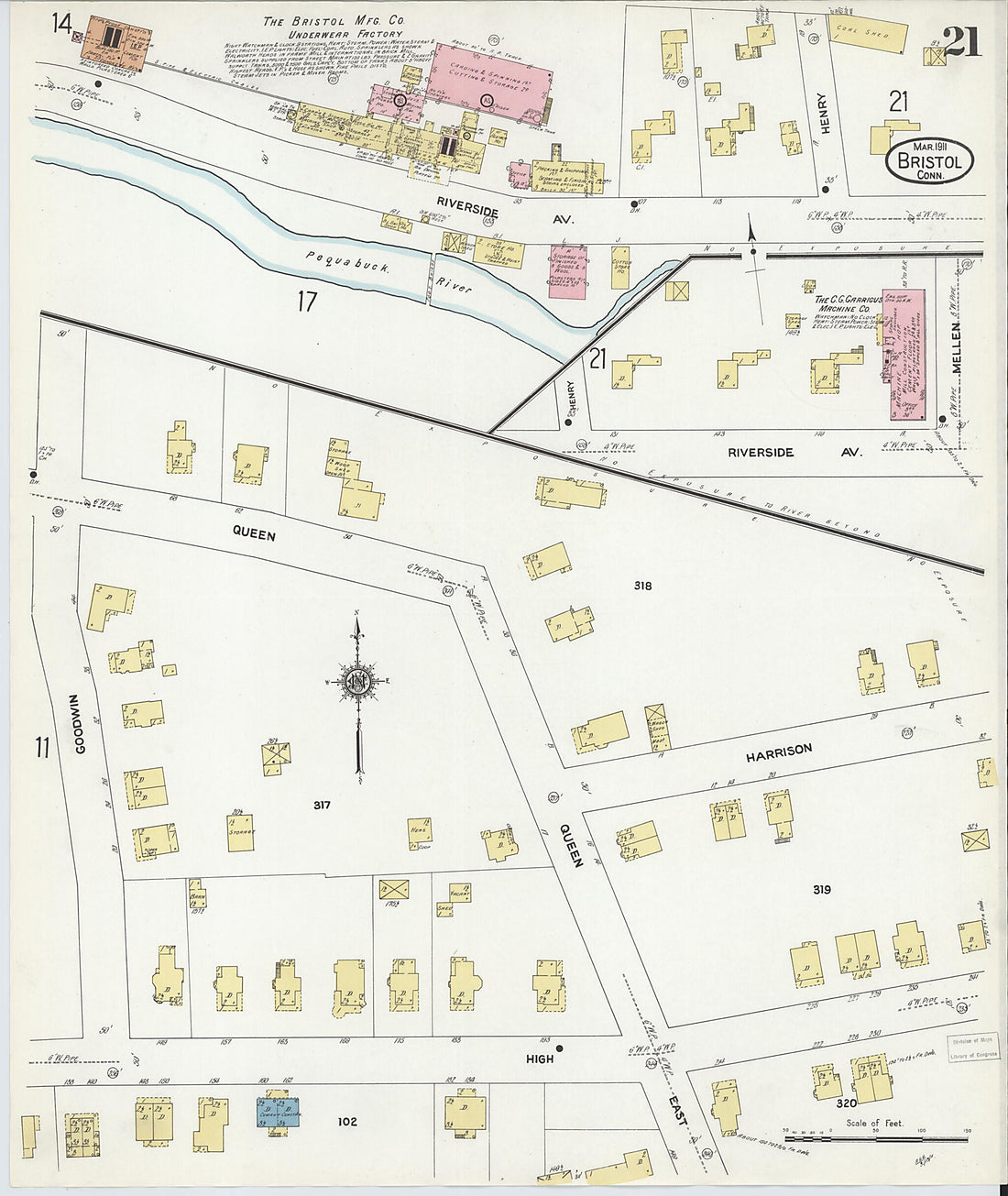 This old map of Bristol, Hartford County, Connecticut was created by Sanborn Map Company in 1911