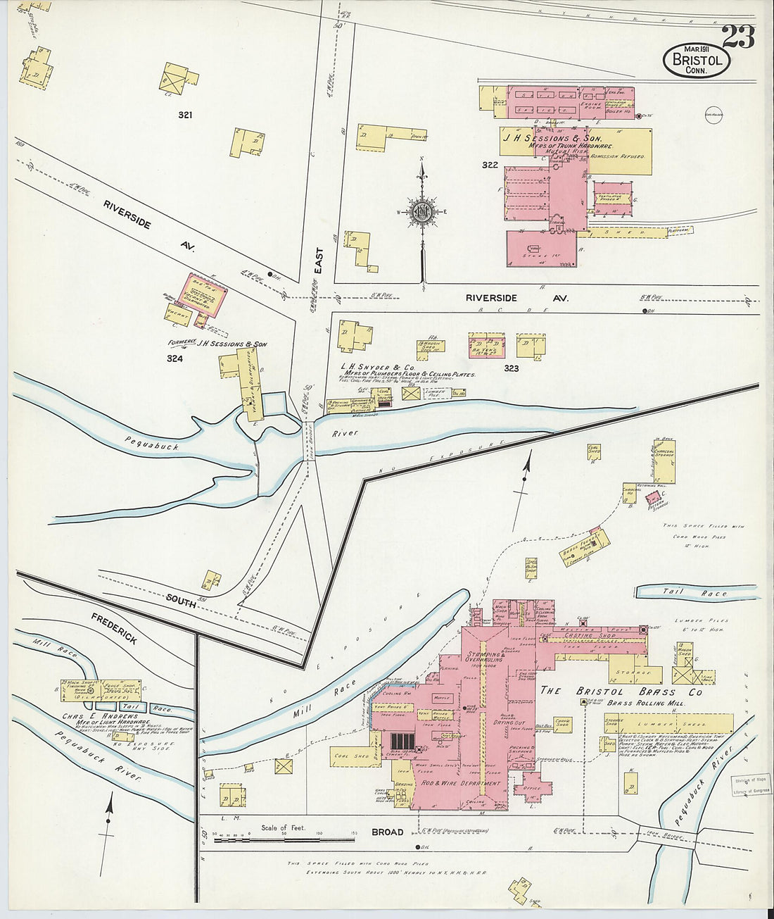 This old map of Bristol, Hartford County, Connecticut was created by Sanborn Map Company in 1911