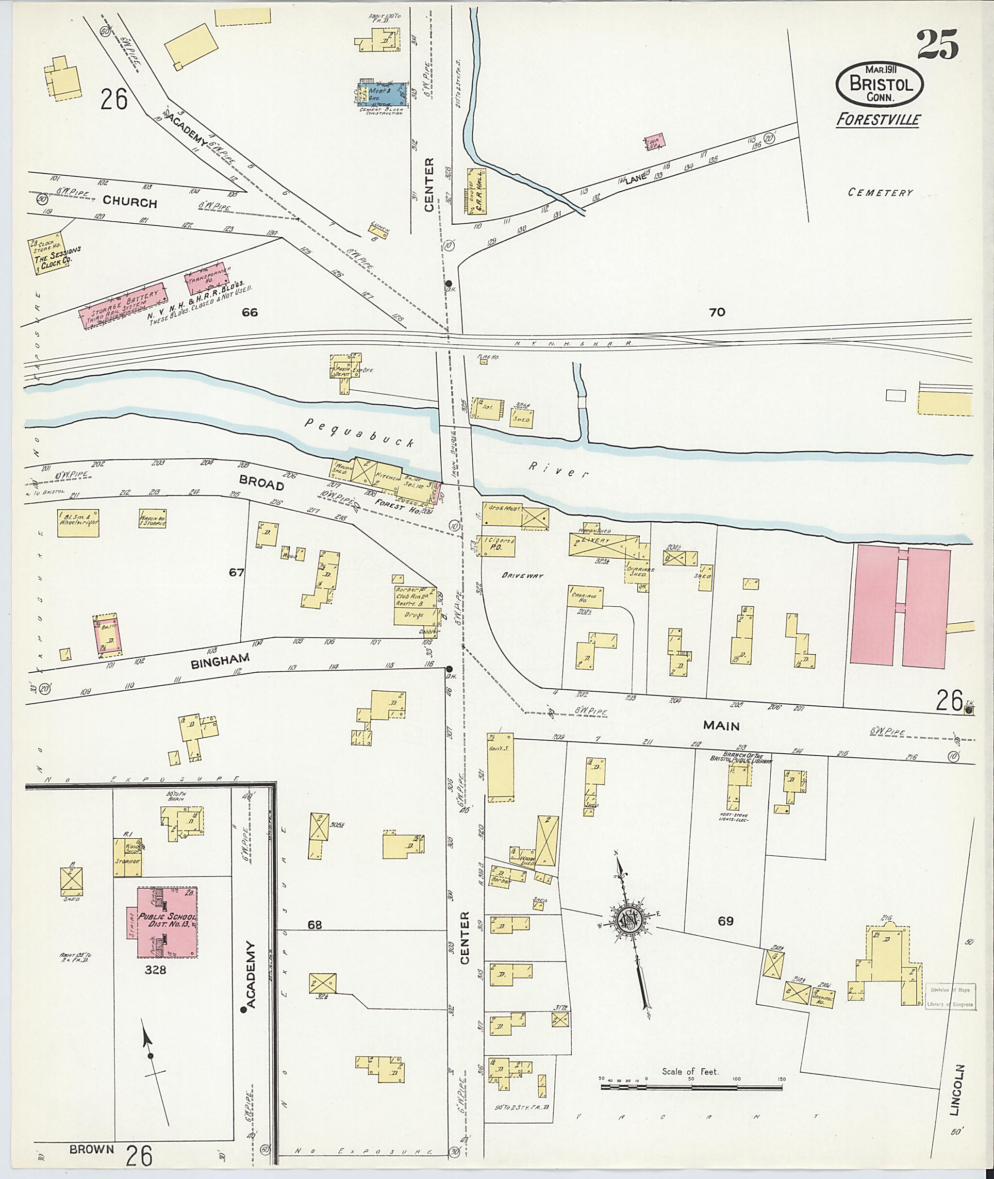 This old map of Bristol, Hartford County, Connecticut was created by Sanborn Map Company in 1911