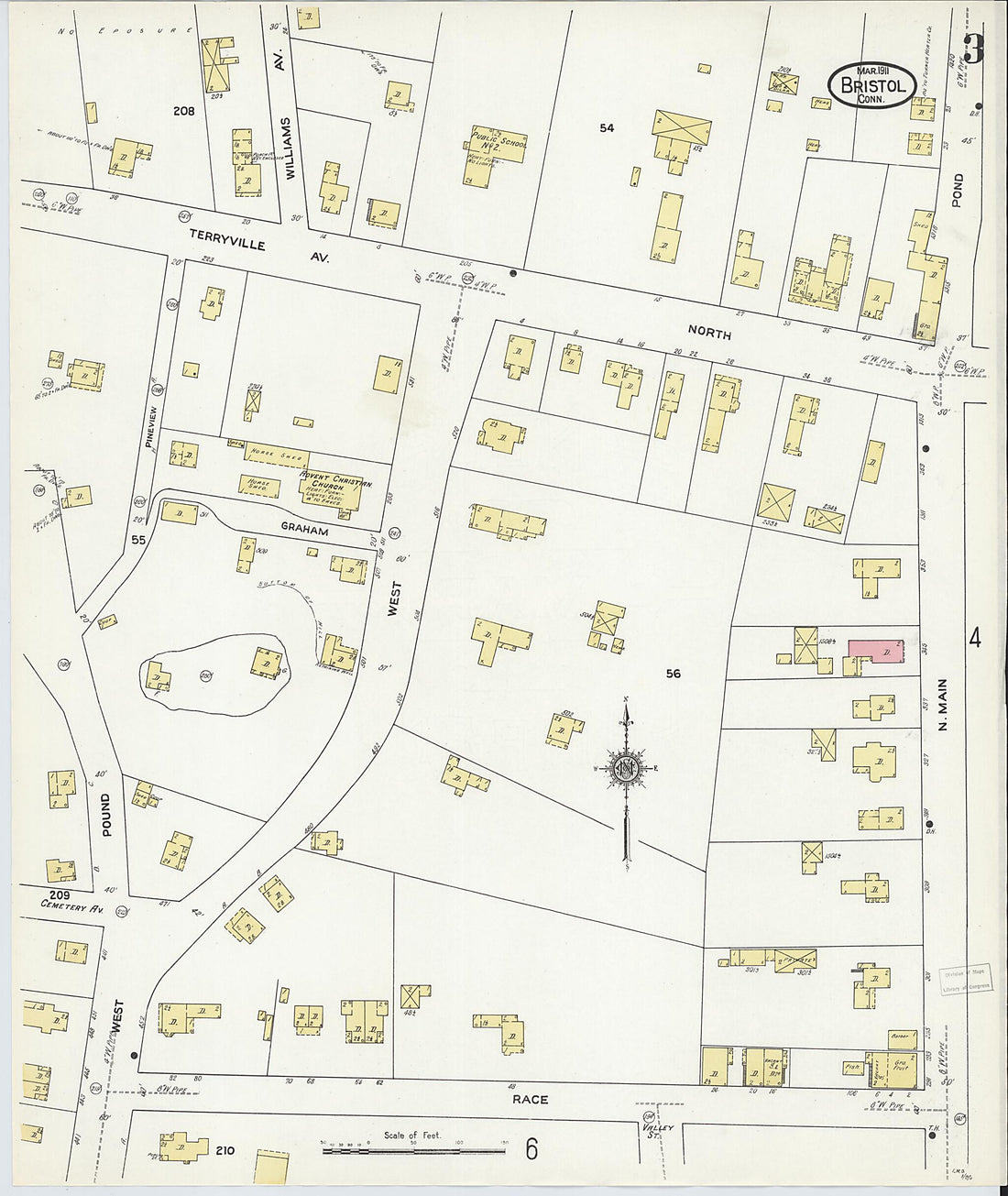 This old map of Bristol, Hartford County, Connecticut was created by Sanborn Map Company in 1911