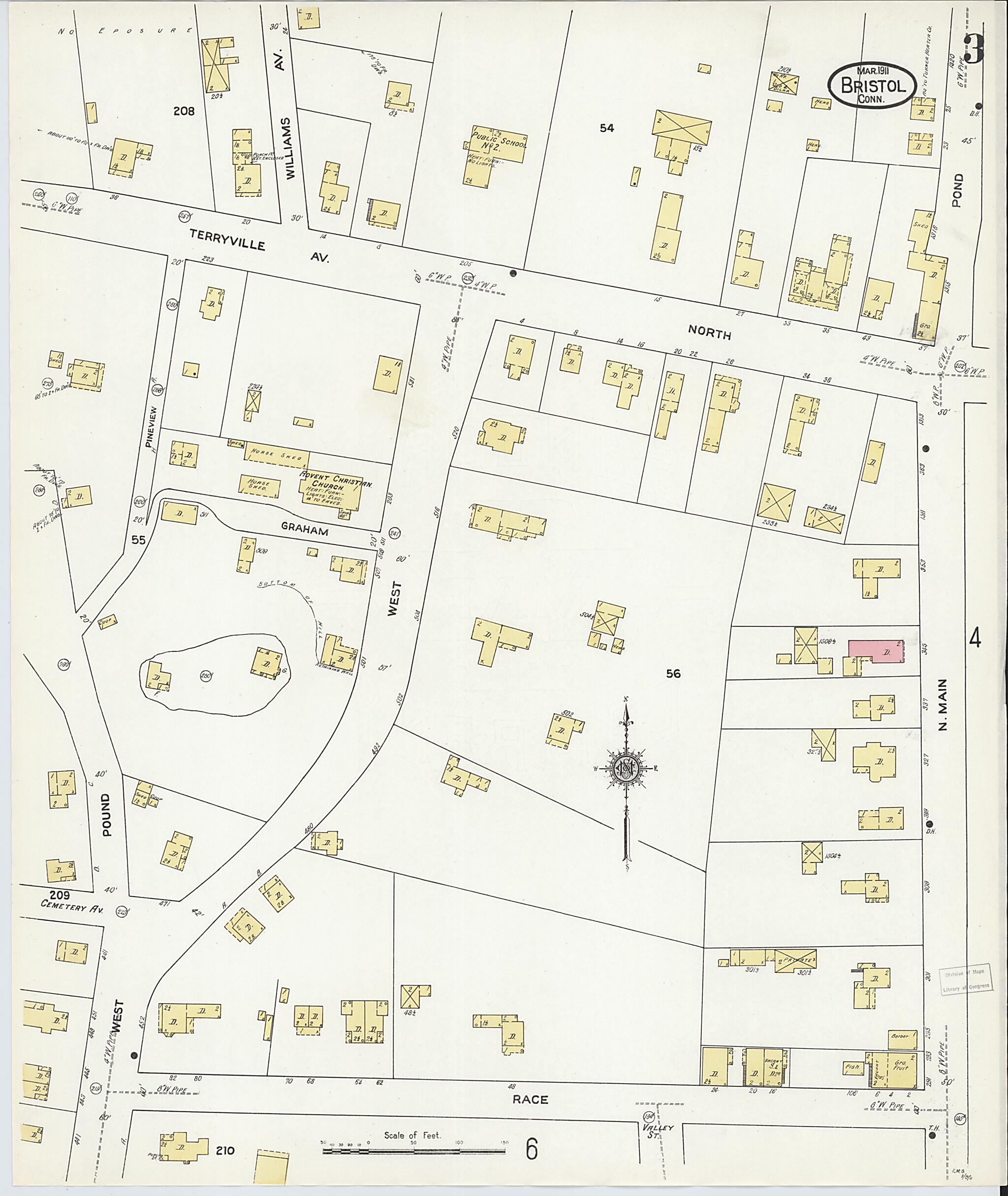 This old map of Bristol, Hartford County, Connecticut was created by Sanborn Map Company in 1911