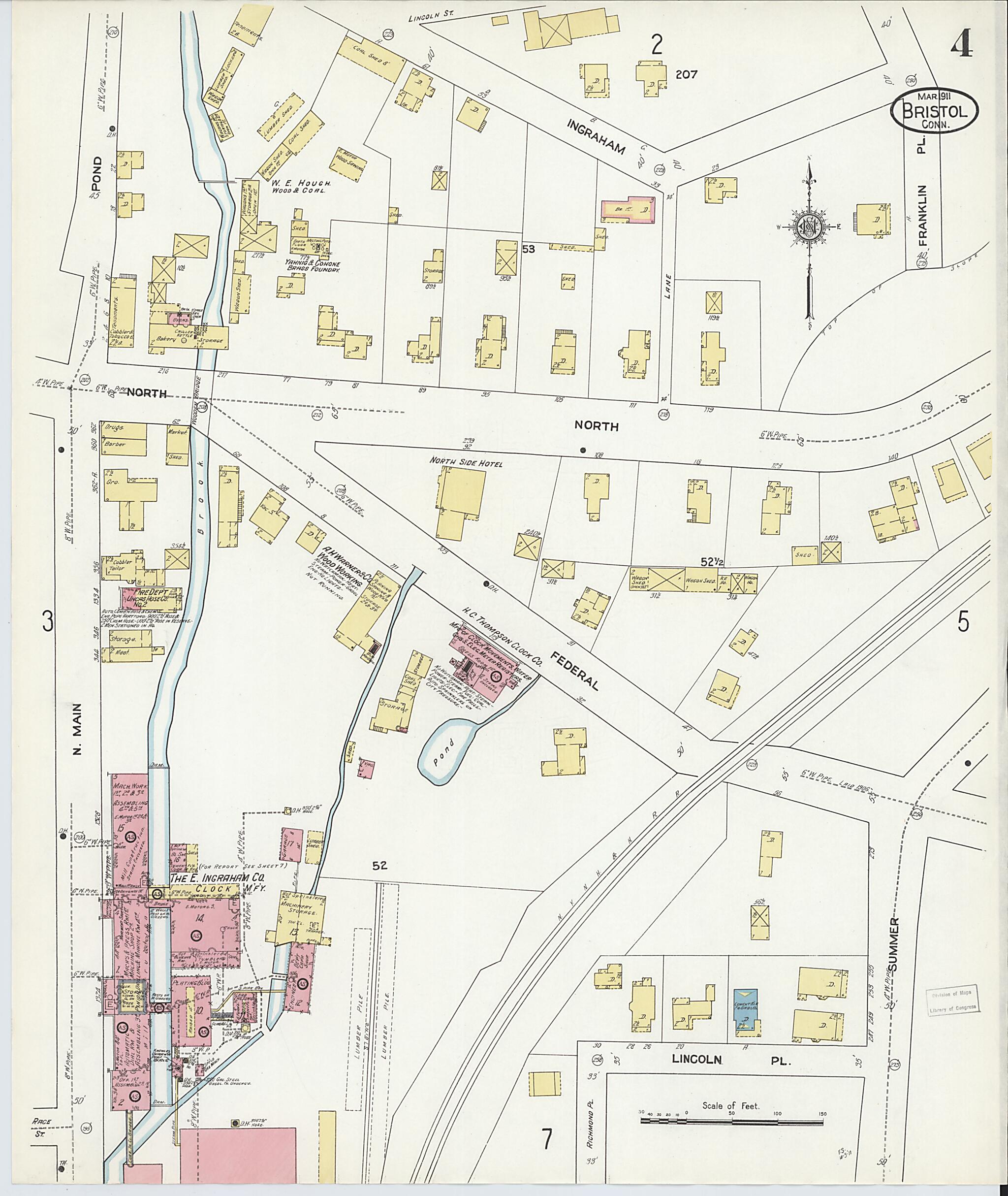 This old map of Bristol, Hartford County, Connecticut was created by Sanborn Map Company in 1911