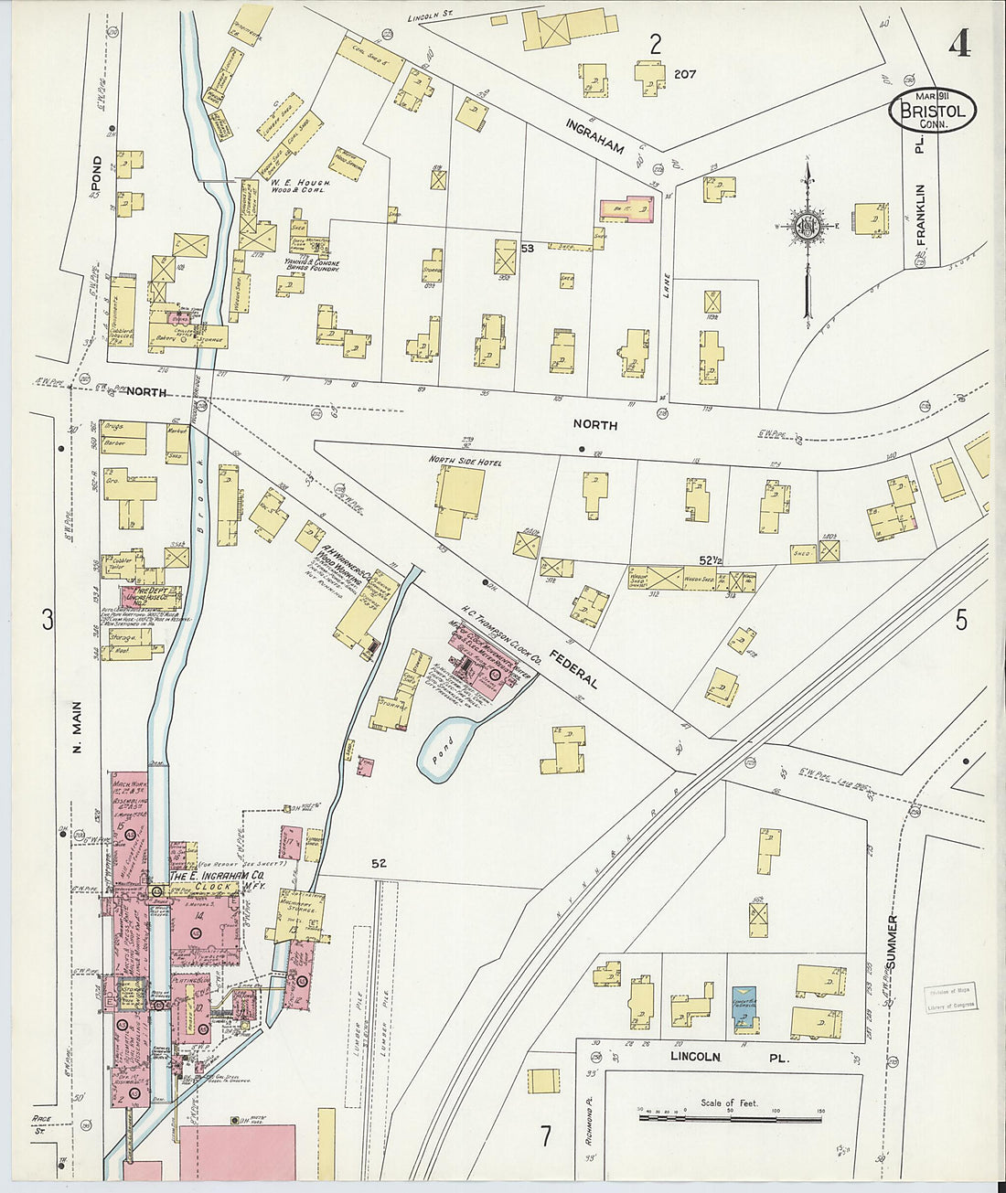 This old map of Bristol, Hartford County, Connecticut was created by Sanborn Map Company in 1911