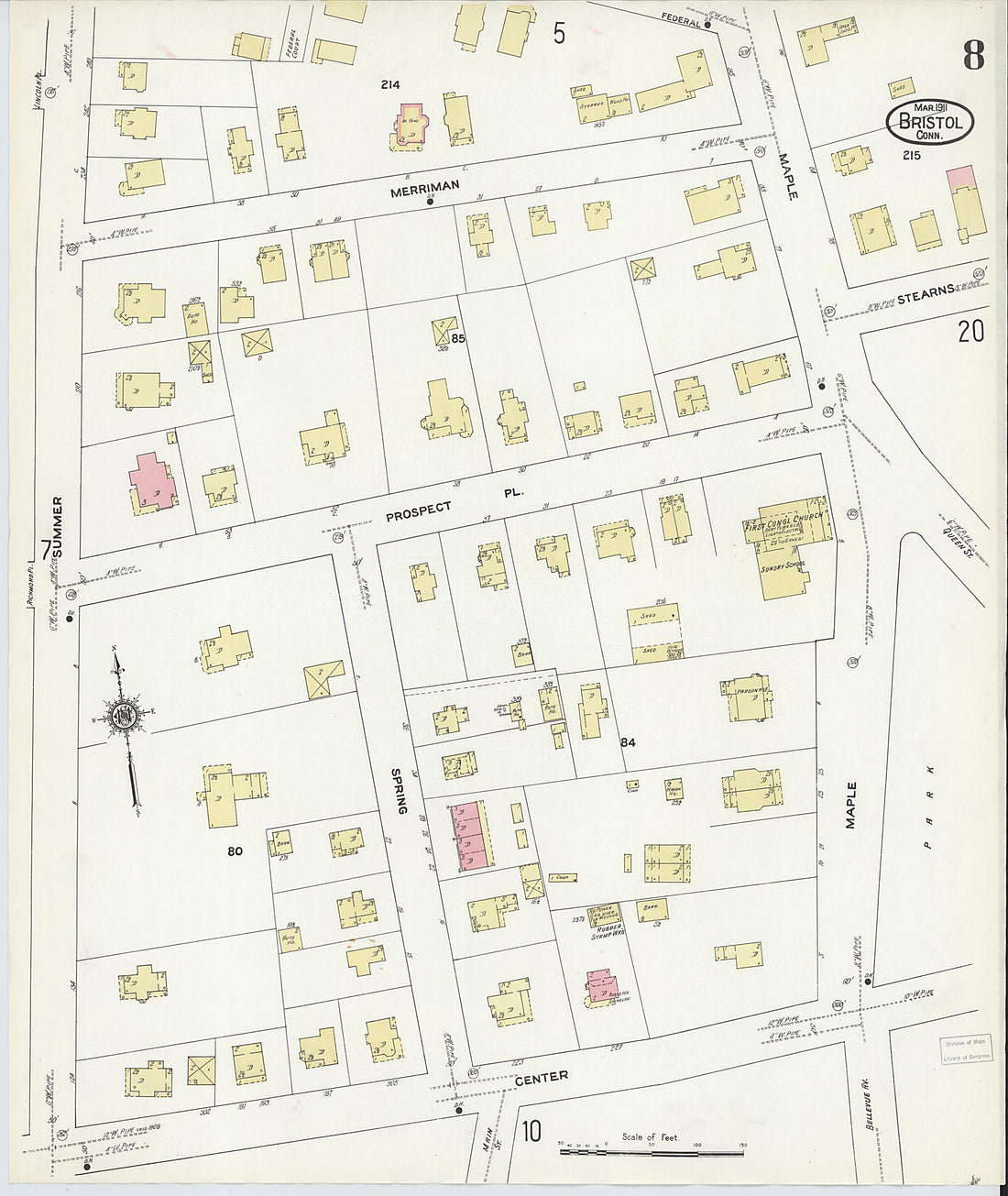This old map of Bristol, Hartford County, Connecticut was created by Sanborn Map Company in 1911