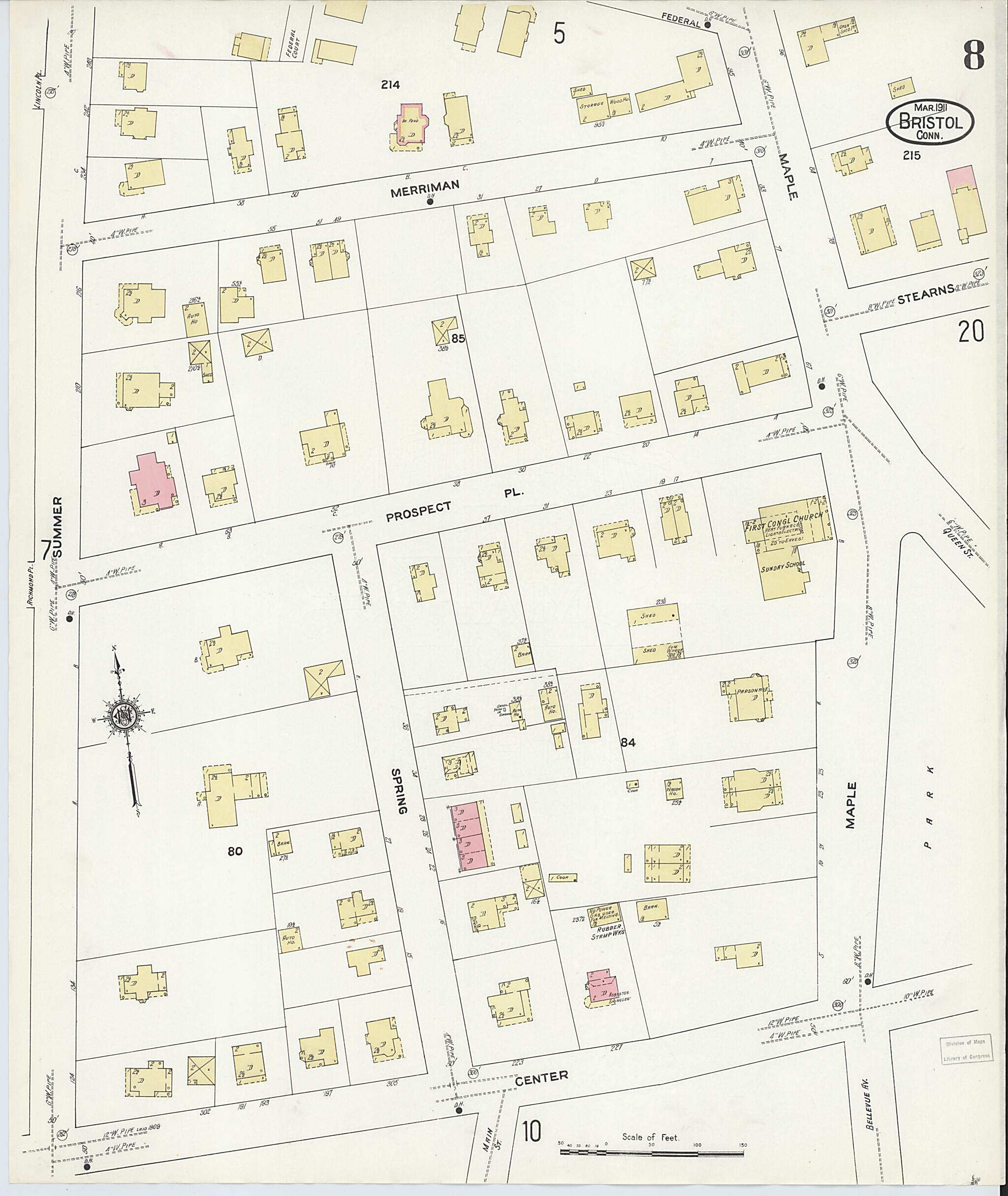 This old map of Bristol, Hartford County, Connecticut was created by Sanborn Map Company in 1911