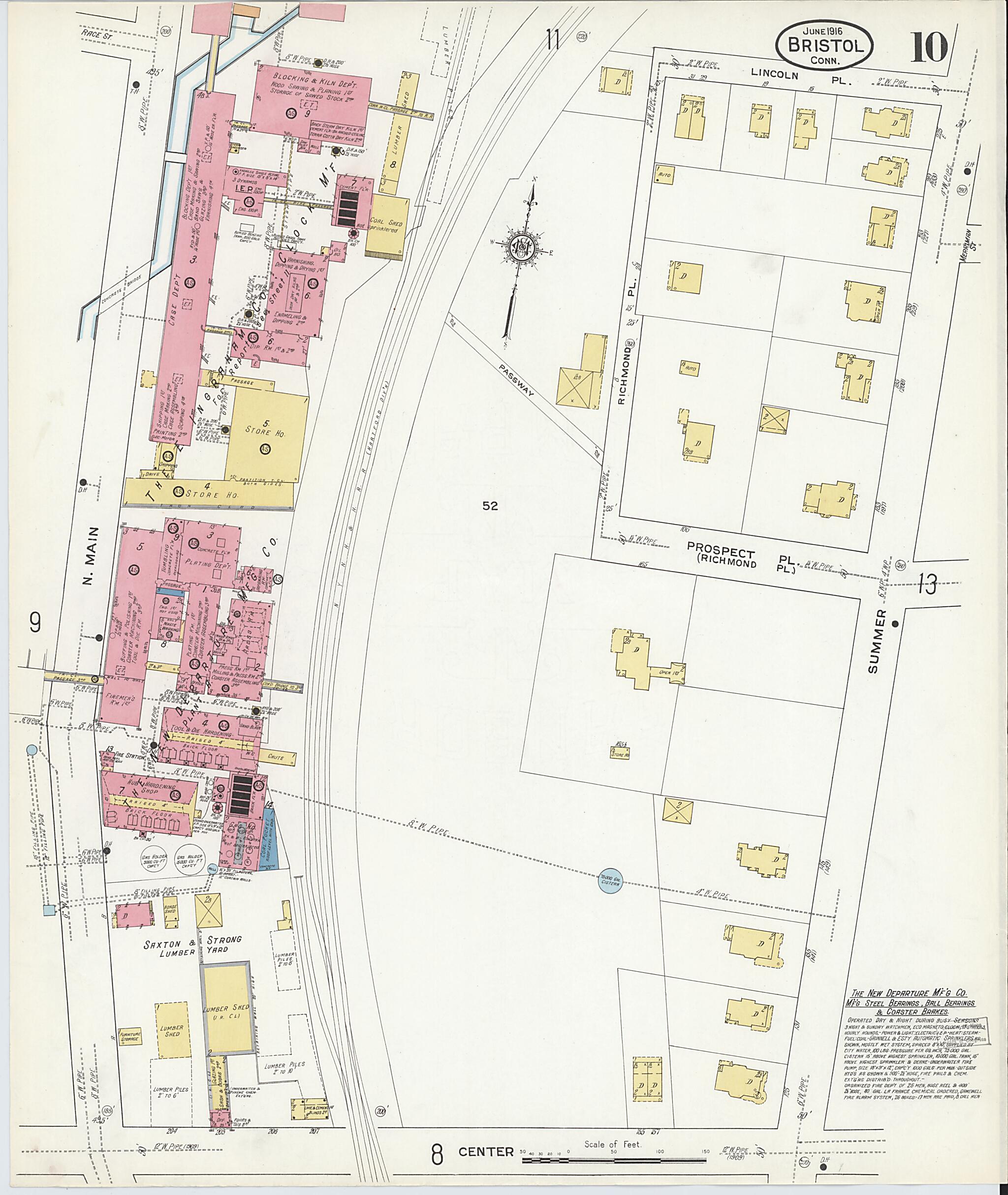 This old map of Bristol, Hartford County, Connecticut was created by Sanborn Map Company in 1916