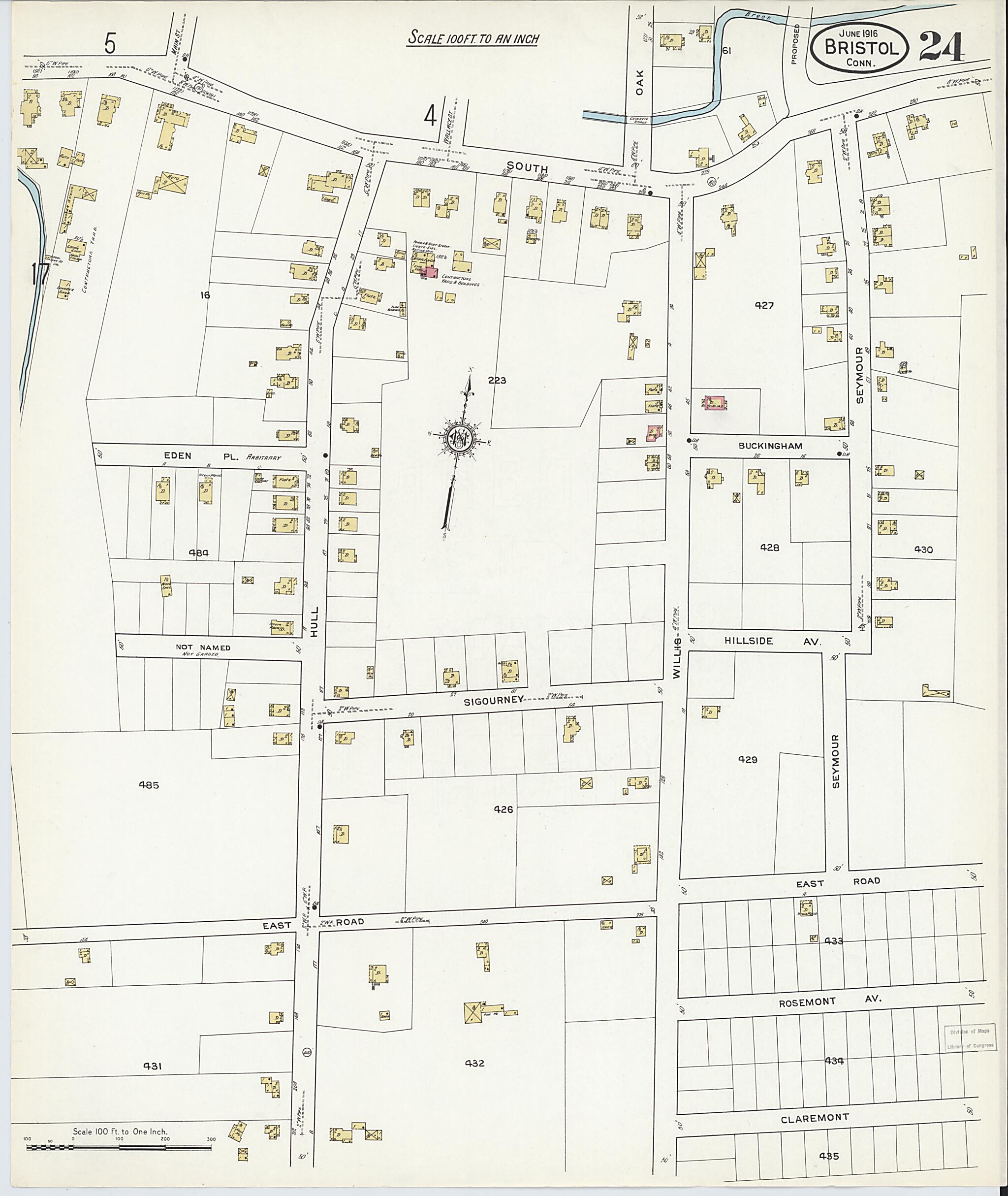 This old map of Bristol, Hartford County, Connecticut was created by Sanborn Map Company in 1916
