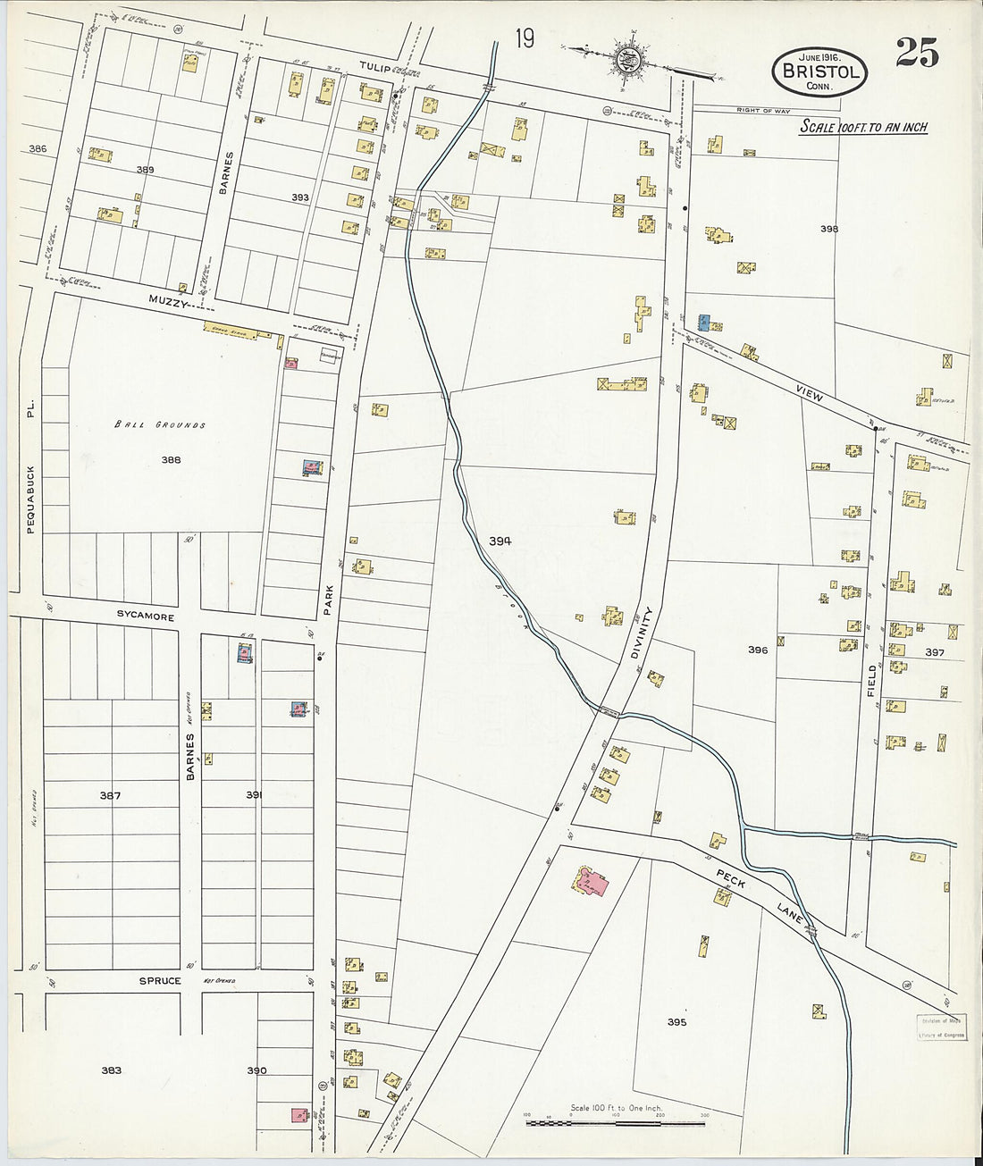 This old map of Bristol, Hartford County, Connecticut was created by Sanborn Map Company in 1916