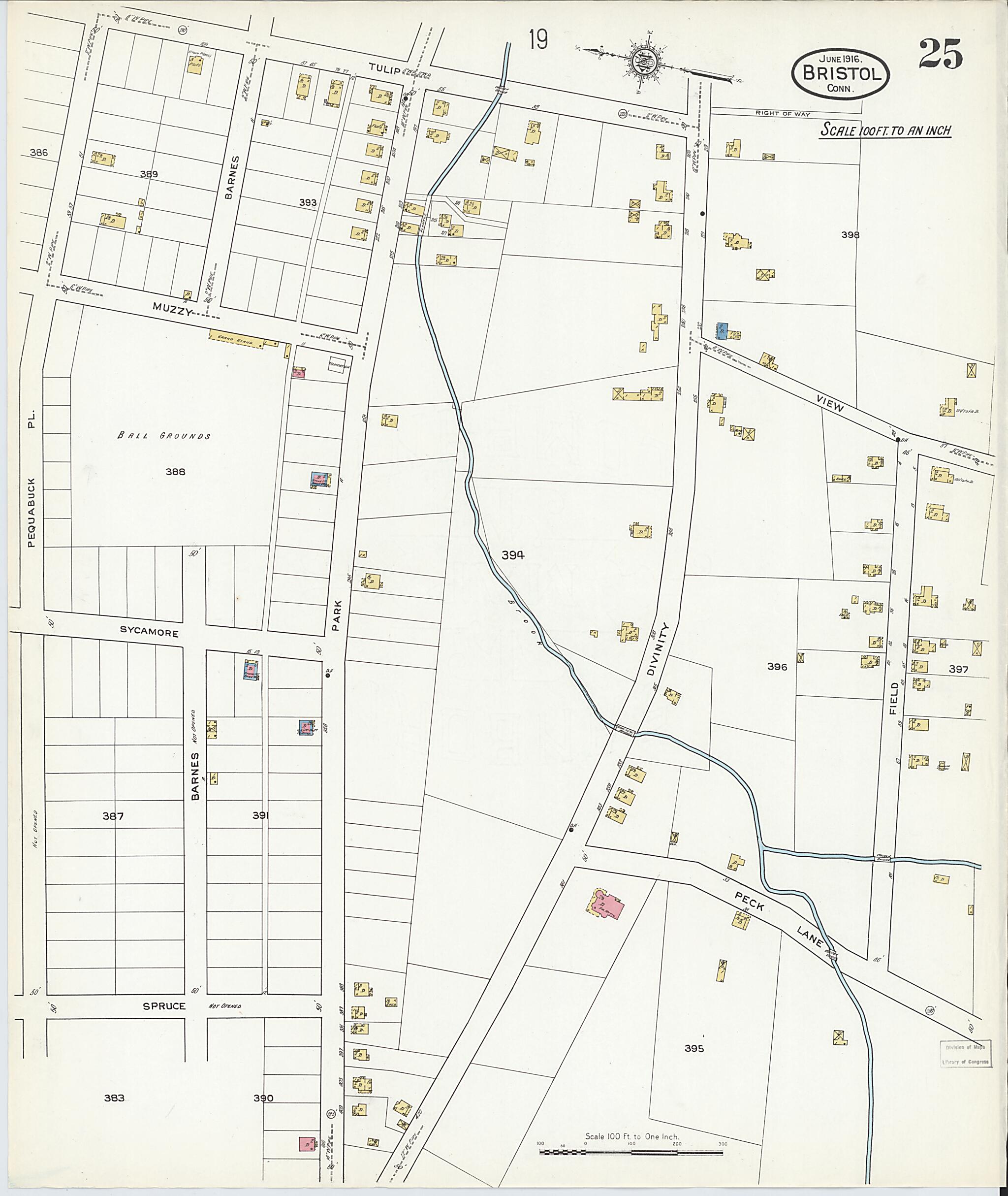 This old map of Bristol, Hartford County, Connecticut was created by Sanborn Map Company in 1916