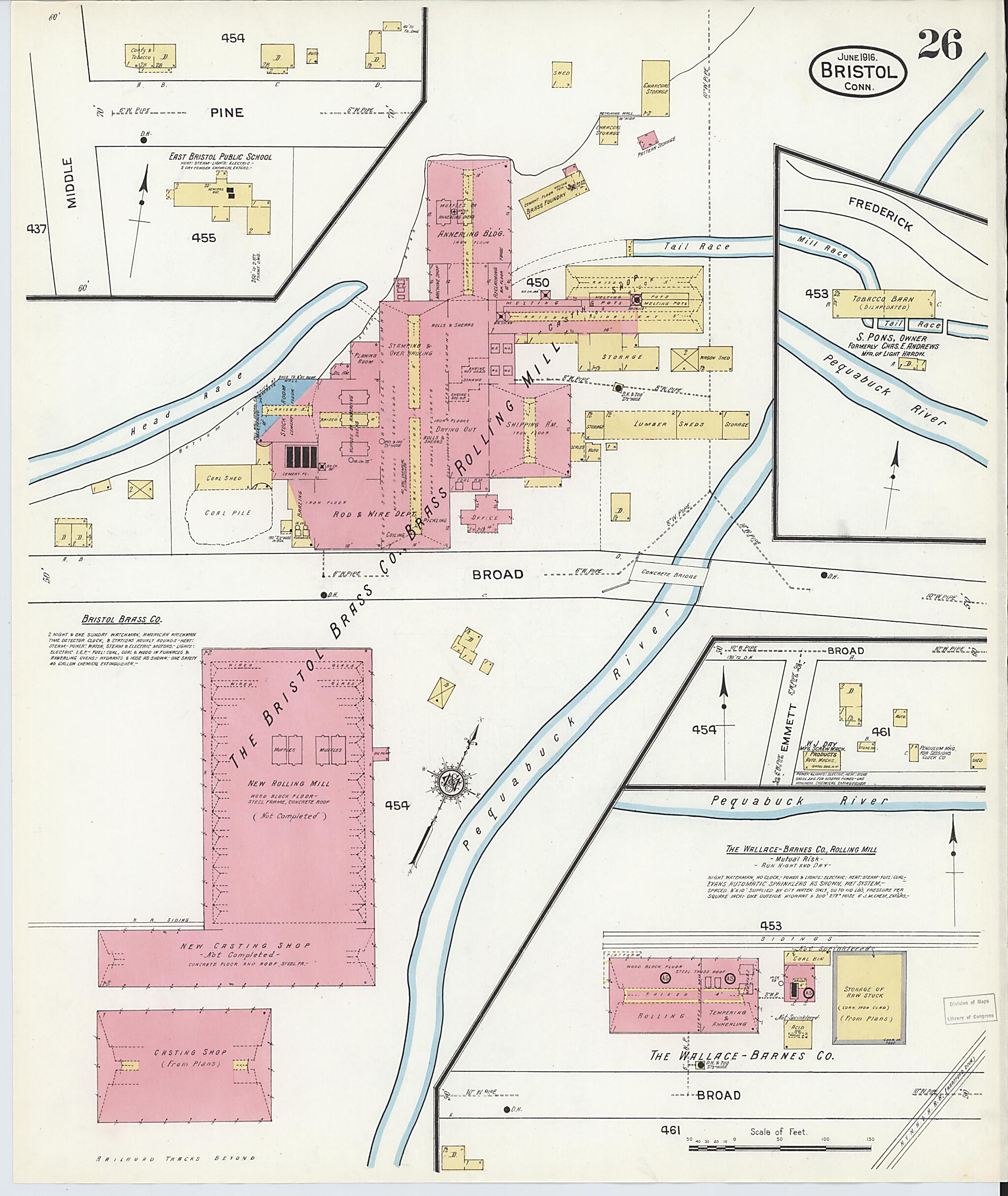 This old map of Bristol, Hartford County, Connecticut was created by Sanborn Map Company in 1916