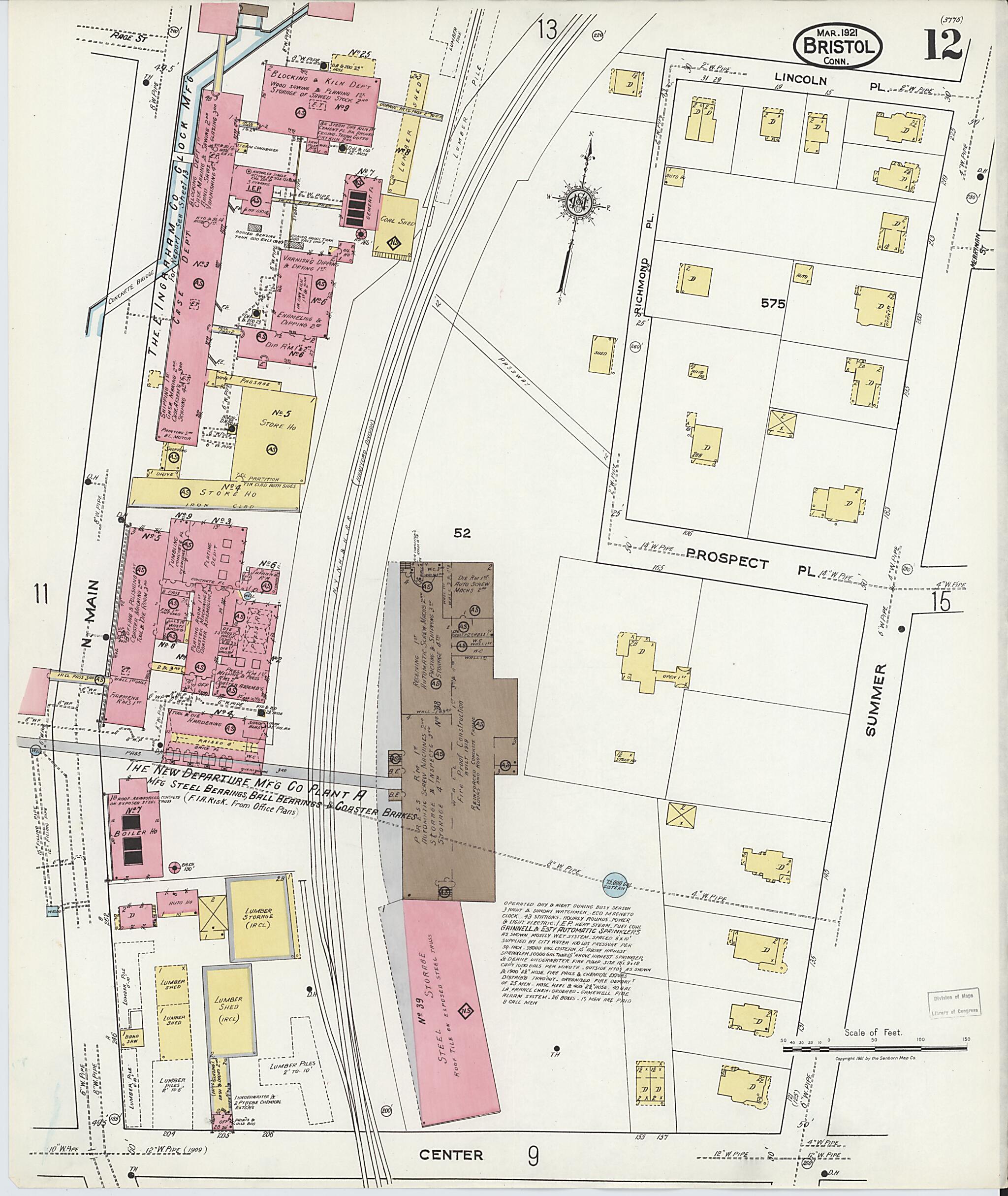 This old map of Bristol, Hartford County, Connecticut was created by Sanborn Map Company in 1921