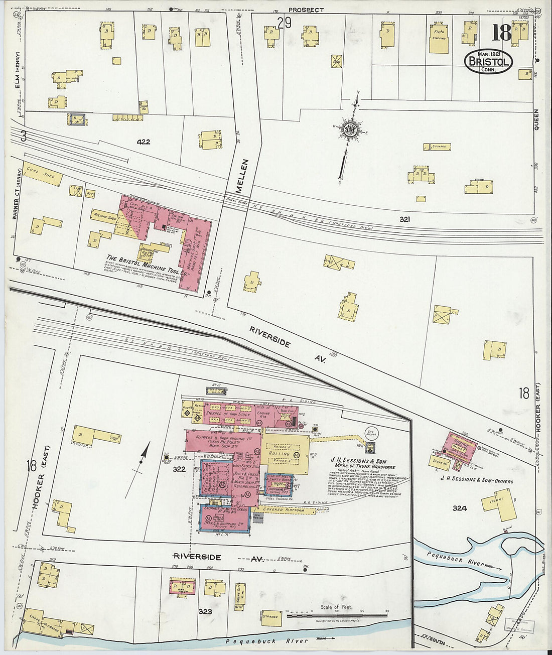 This old map of Bristol, Hartford County, Connecticut was created by Sanborn Map Company in 1921