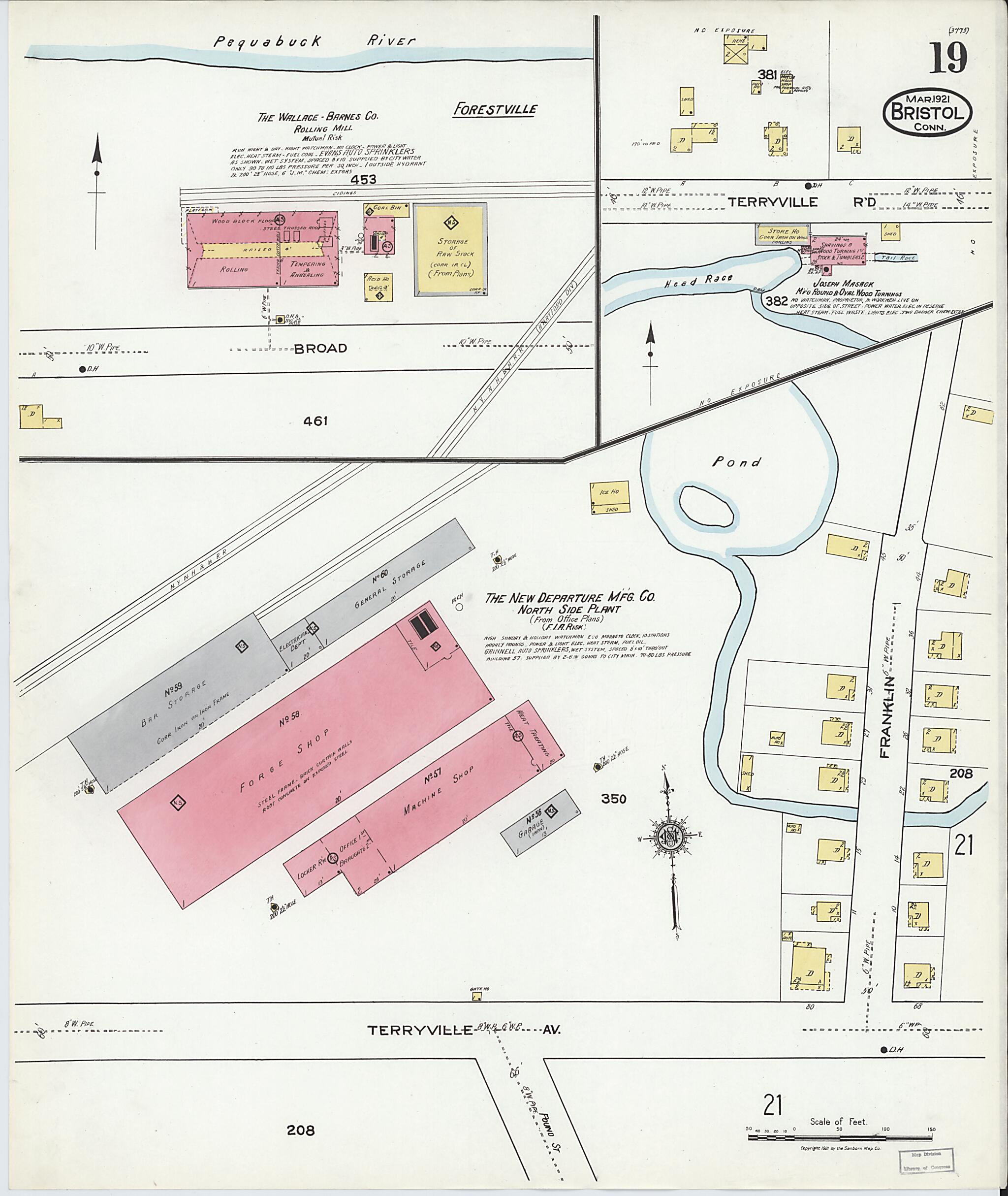 This old map of Bristol, Hartford County, Connecticut was created by Sanborn Map Company in 1921