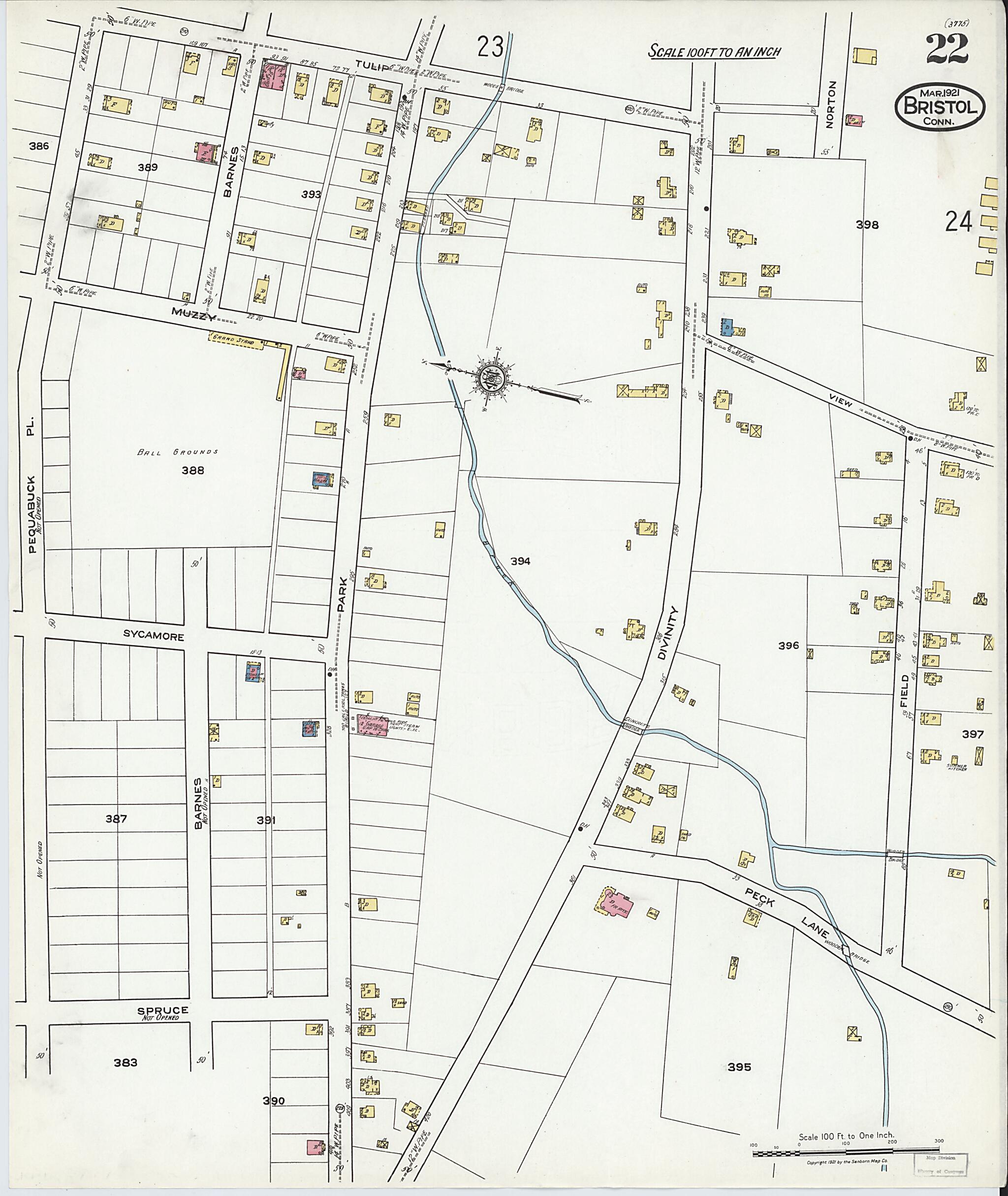 This old map of Bristol, Hartford County, Connecticut was created by Sanborn Map Company in 1921