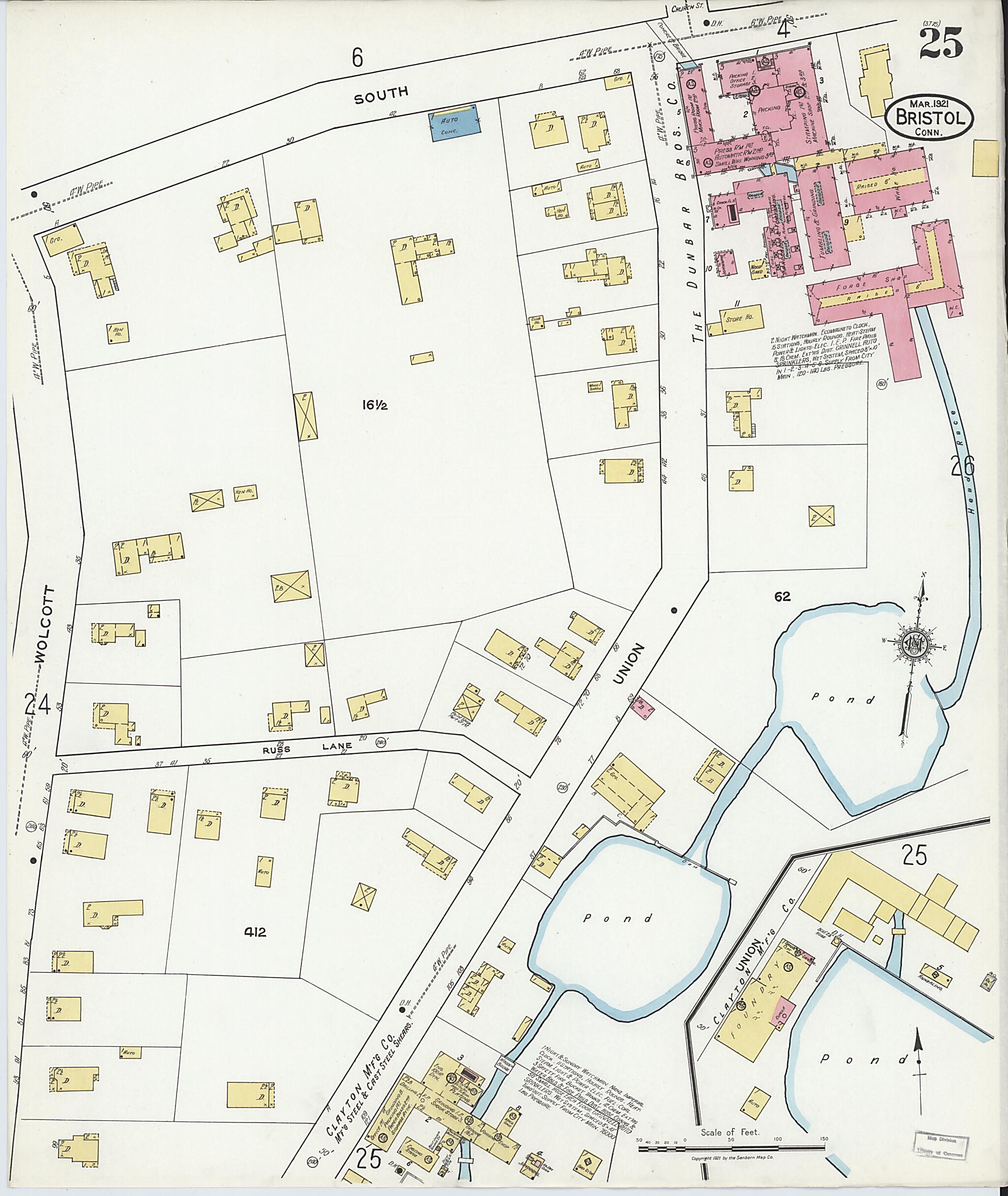 This old map of Bristol, Hartford County, Connecticut was created by Sanborn Map Company in 1921