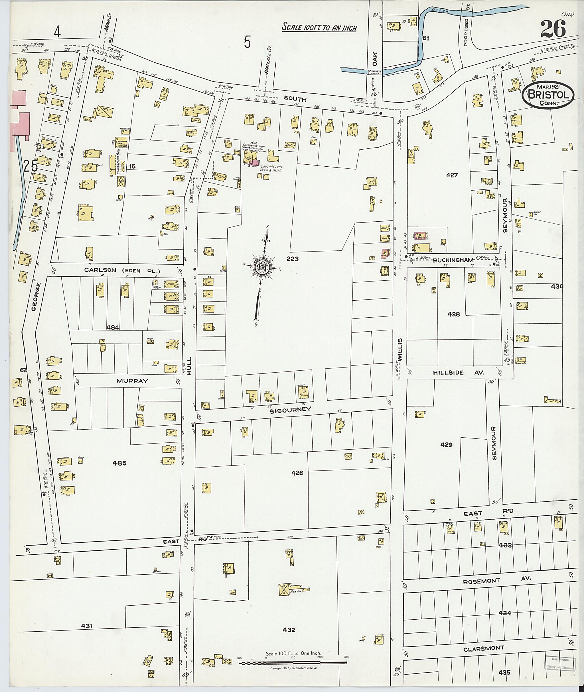 This old map of Bristol, Hartford County, Connecticut was created by Sanborn Map Company in 1921