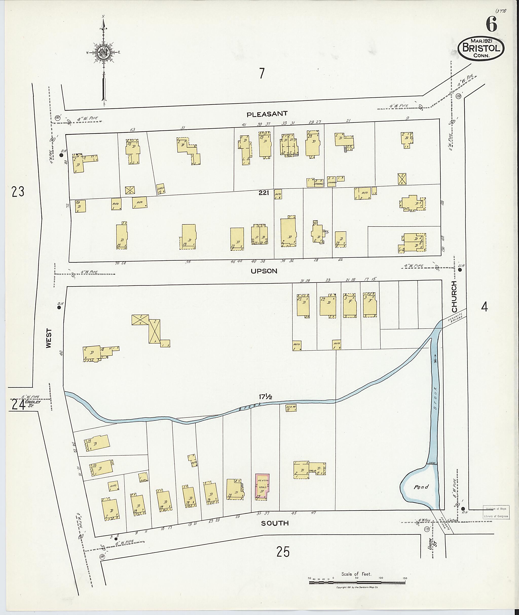 This old map of Bristol, Hartford County, Connecticut was created by Sanborn Map Company in 1921
