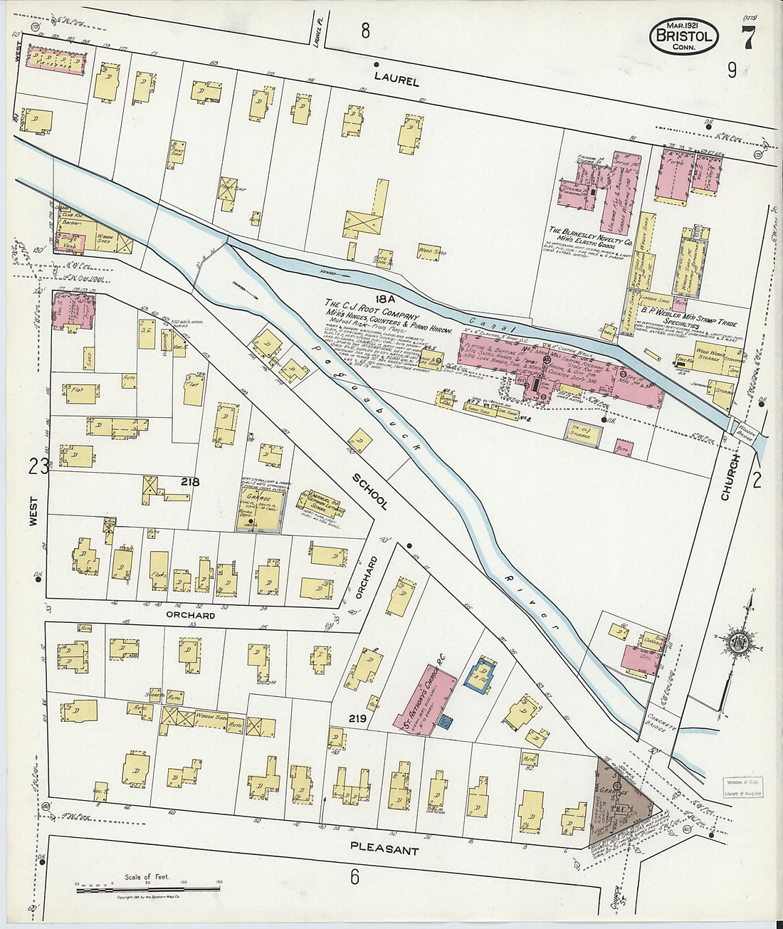 This old map of Bristol, Hartford County, Connecticut was created by Sanborn Map Company in 1921