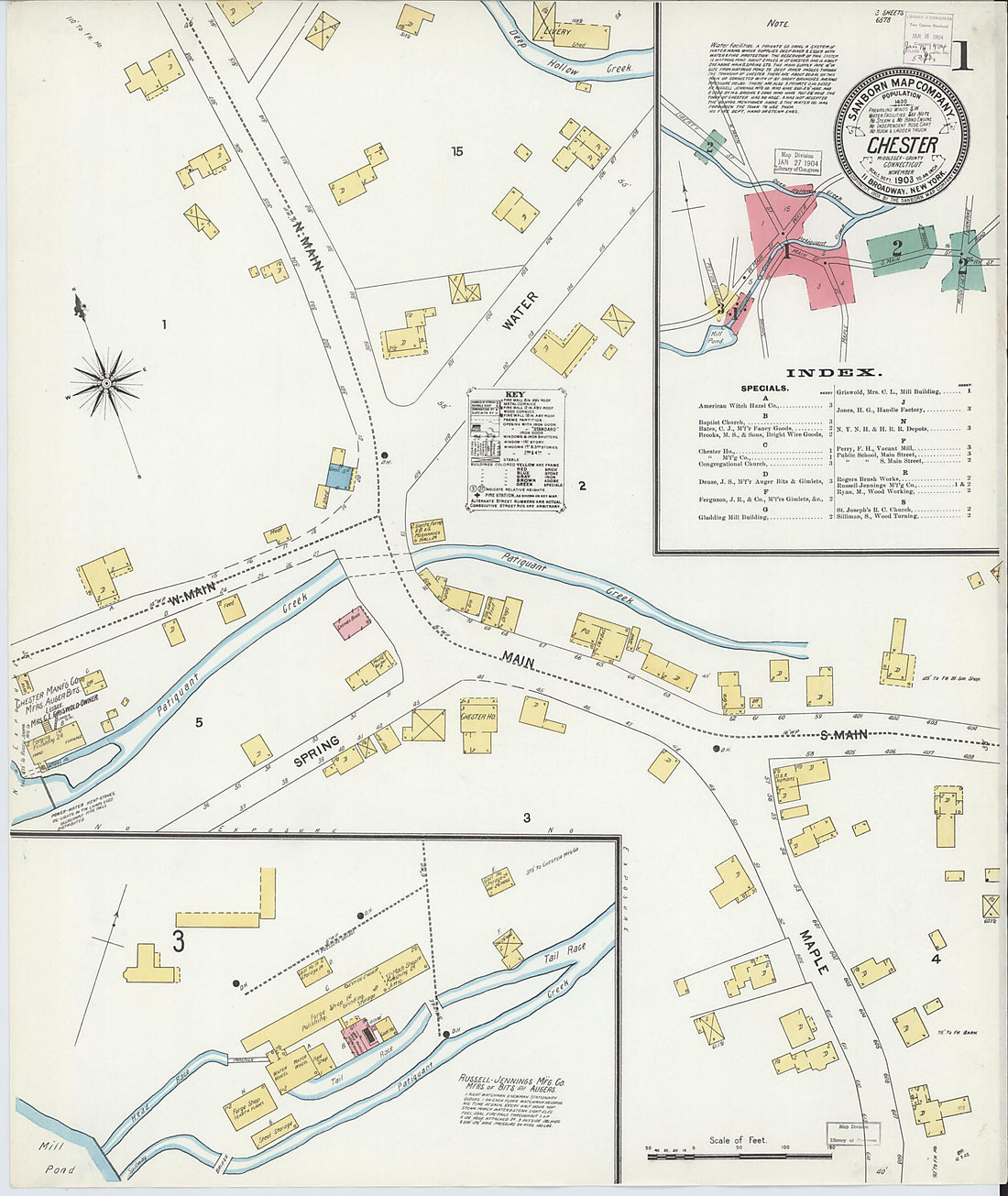 This old map of Chester, Middlesex County, Connecticut was created by Sanborn Map Company in 1903