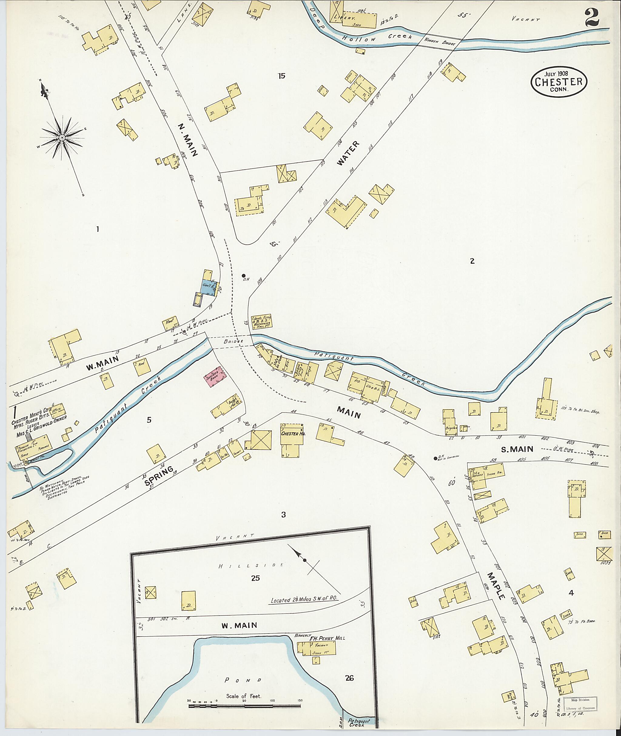 This old map of Chester, Middlesex County, Connecticut was created by Sanborn Map Company in 1908