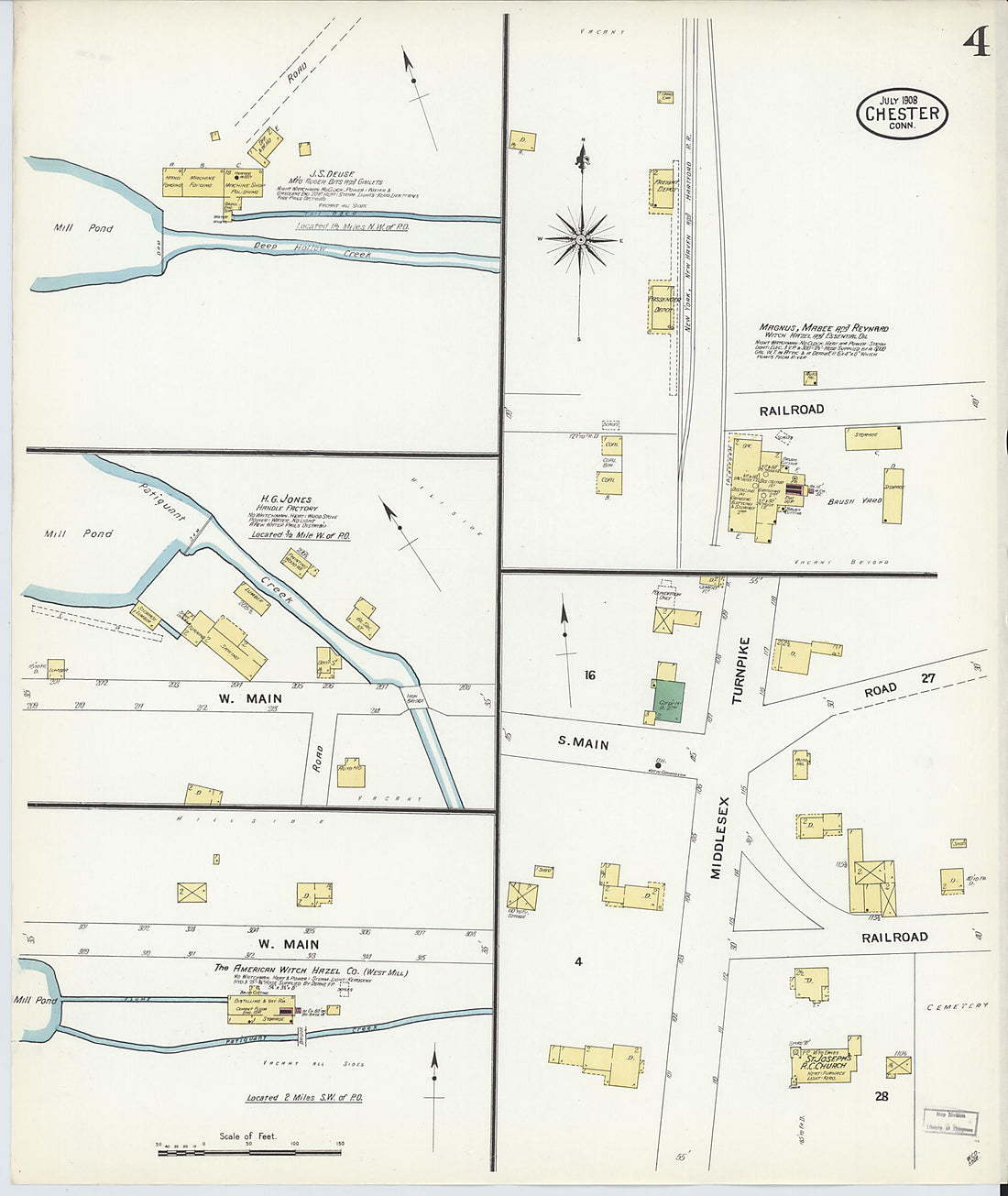 This old map of Chester, Middlesex County, Connecticut was created by Sanborn Map Company in 1908
