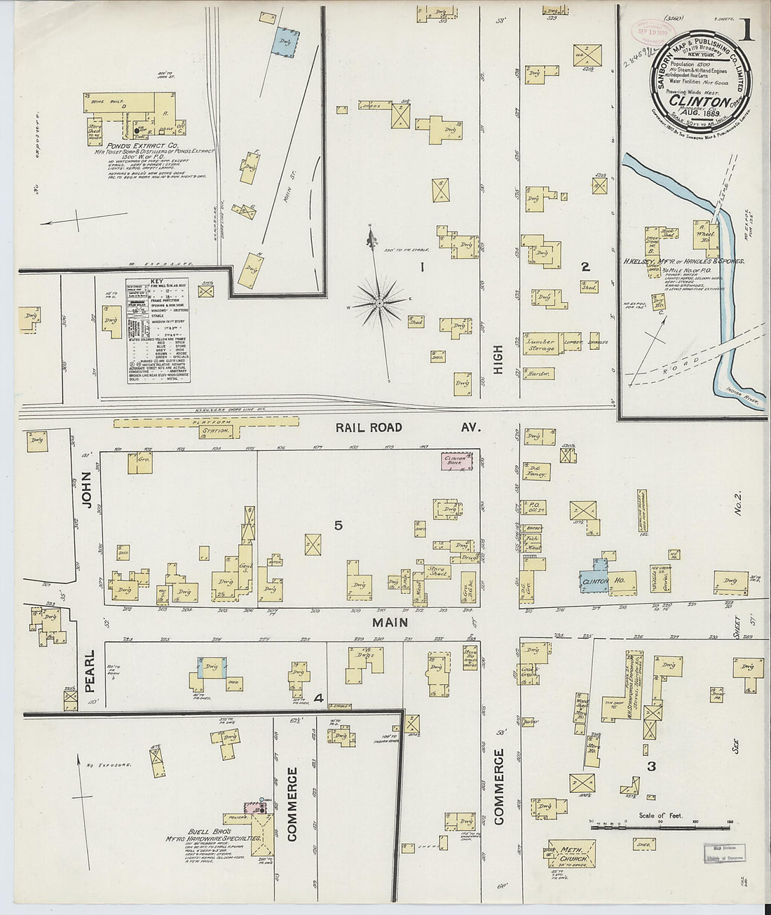 This old map of Clinton, Middlesex County, Connecticut was created by Sanborn Map Company in 1889