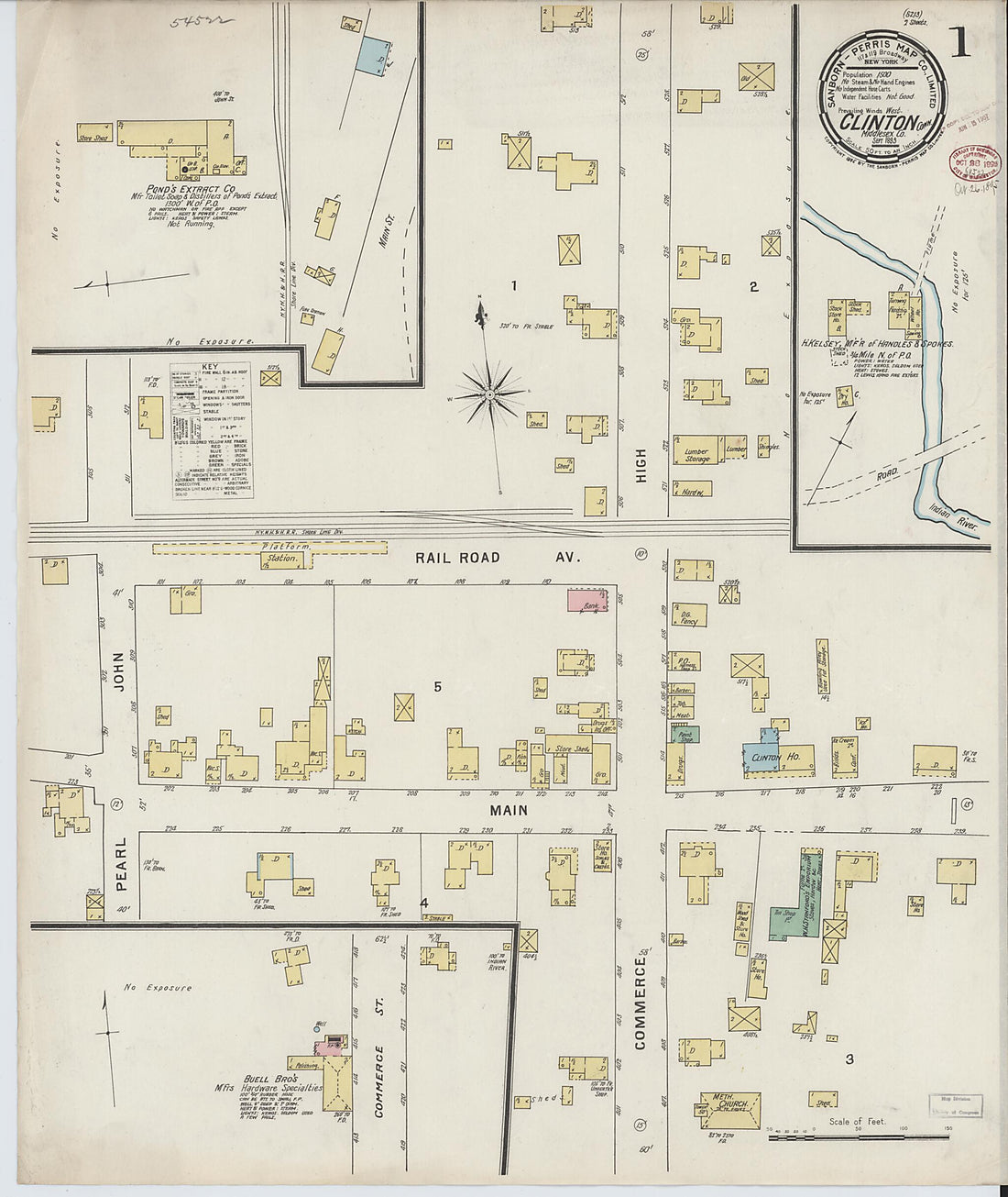 This old map of Clinton, Middlesex County, Connecticut was created by Sanborn Map Company in 1895