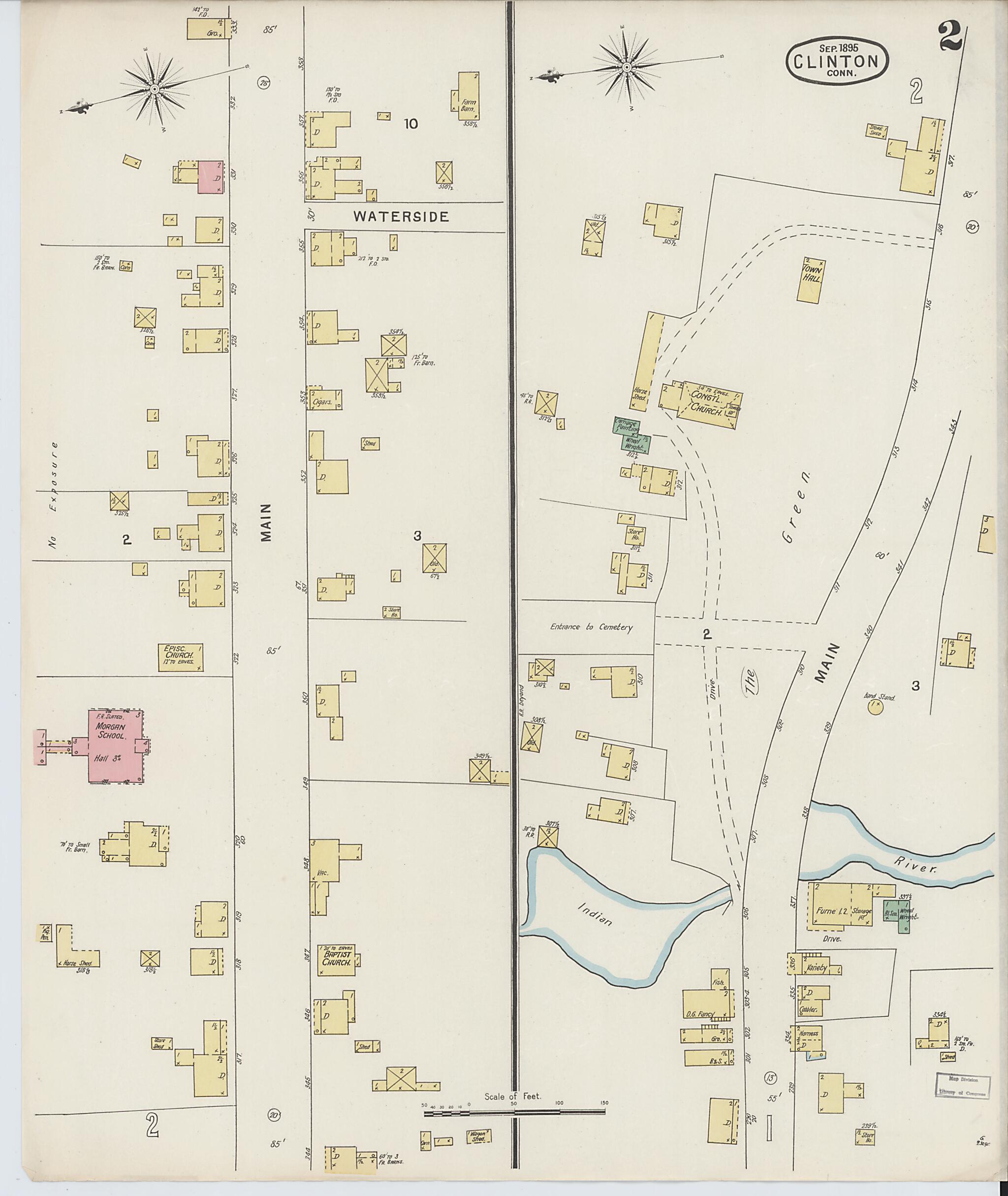 This old map of Clinton, Middlesex County, Connecticut was created by Sanborn Map Company in 1895