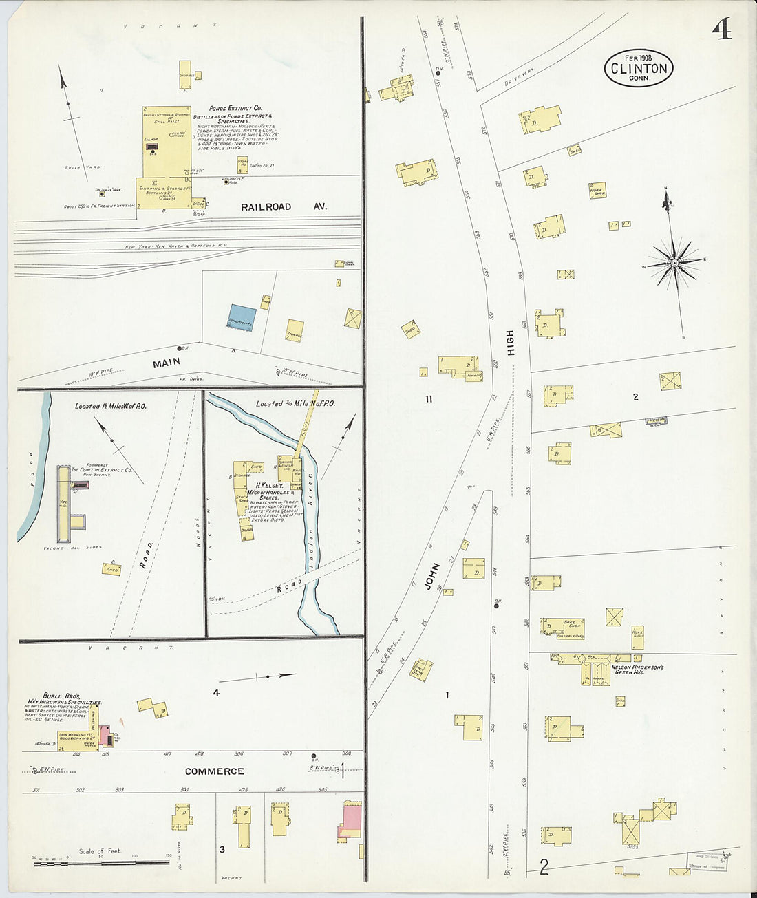 This old map of Clinton, Middlesex County, Connecticut was created by Sanborn Map Company in 1908