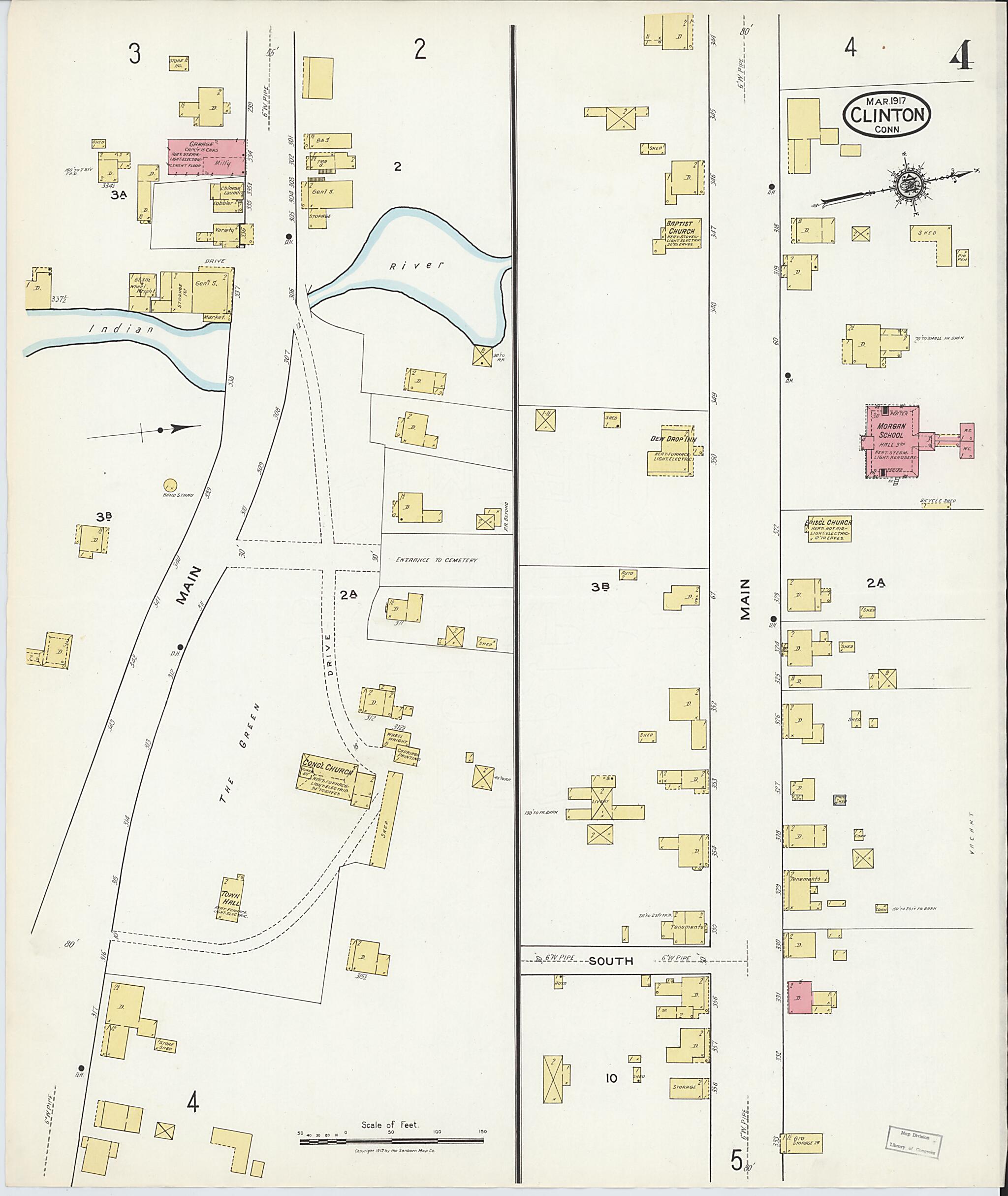 This old map of Clinton, Middlesex County, Connecticut was created by Sanborn Map Company in 1917
