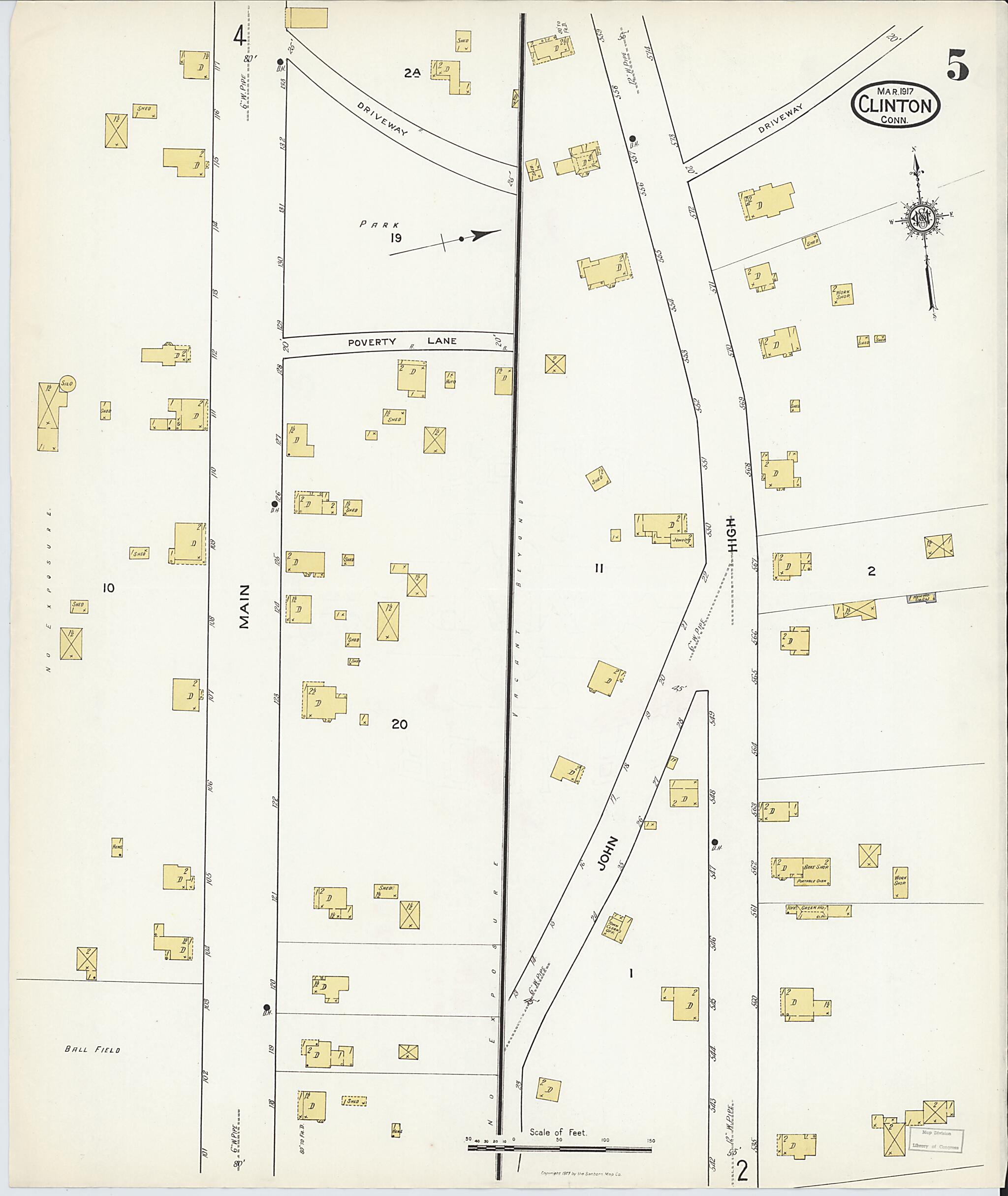 This old map of Clinton, Middlesex County, Connecticut was created by Sanborn Map Company in 1917