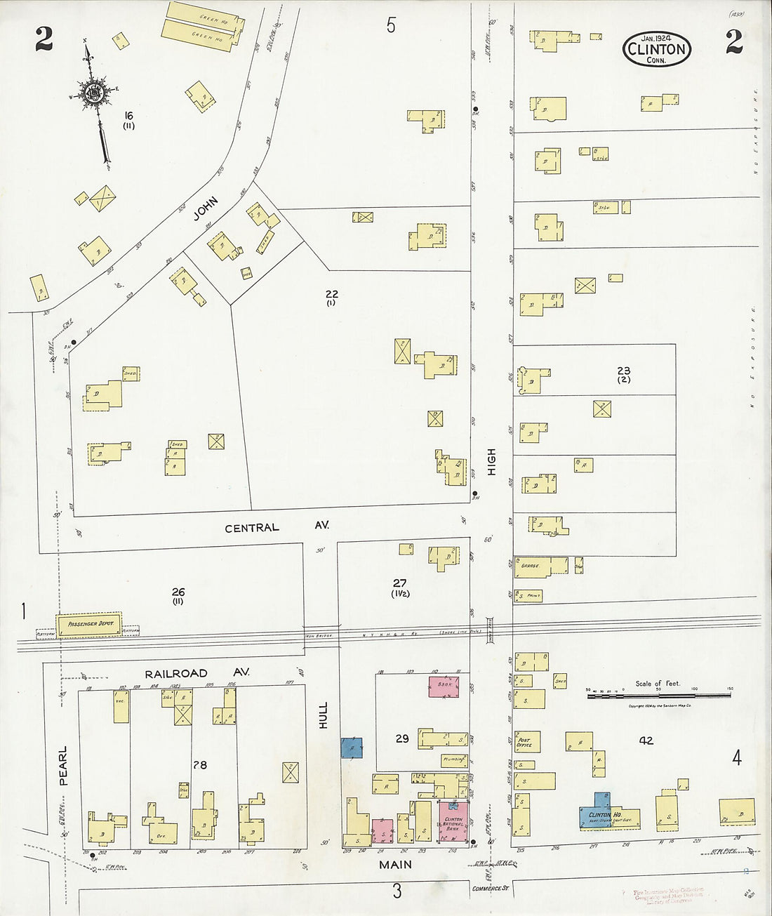 This old map of Clinton, Middlesex County, Connecticut was created by Sanborn Map Company in 1924