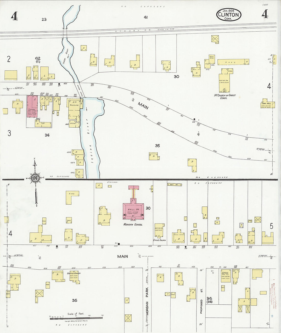 This old map of Clinton, Middlesex County, Connecticut was created by Sanborn Map Company in 1924