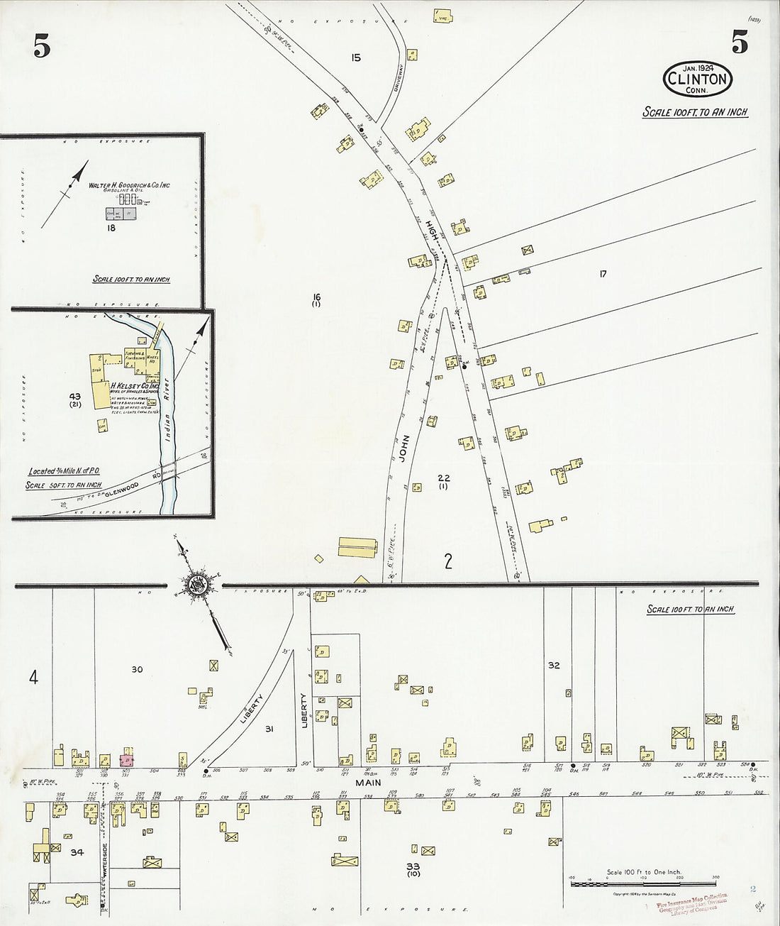 This old map of Clinton, Middlesex County, Connecticut was created by Sanborn Map Company in 1924