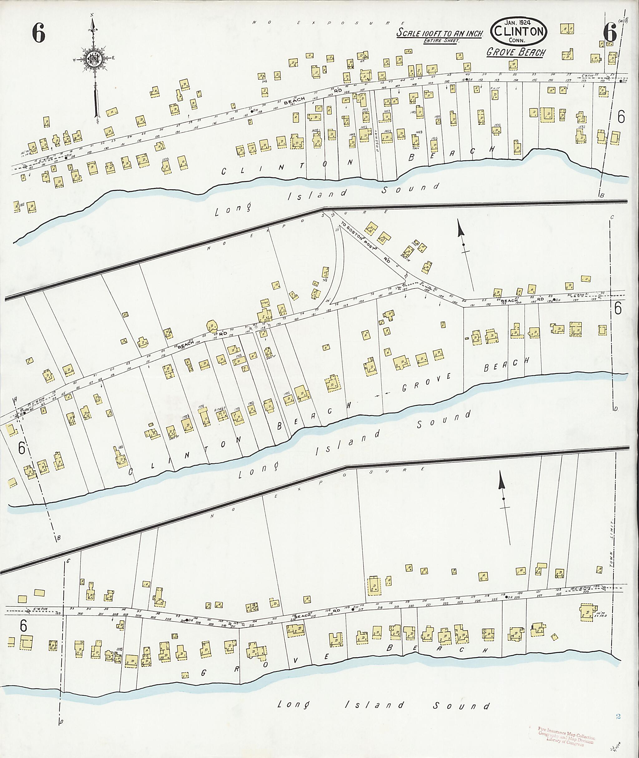 This old map of Clinton, Middlesex County, Connecticut was created by Sanborn Map Company in 1924