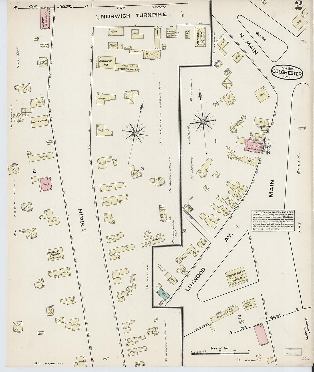 This old map of Colchester, New London County, Connecticut was created by Sanborn Map Company in 1884