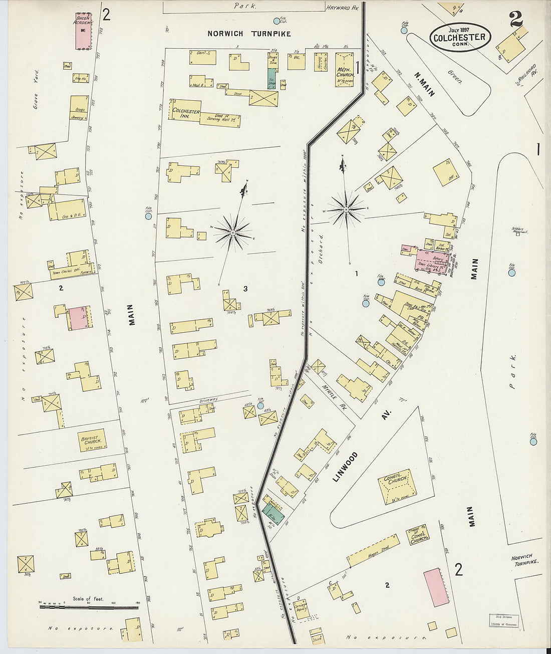 This old map of Colchester, New London County, Connecticut was created by Sanborn Map Company in 1897