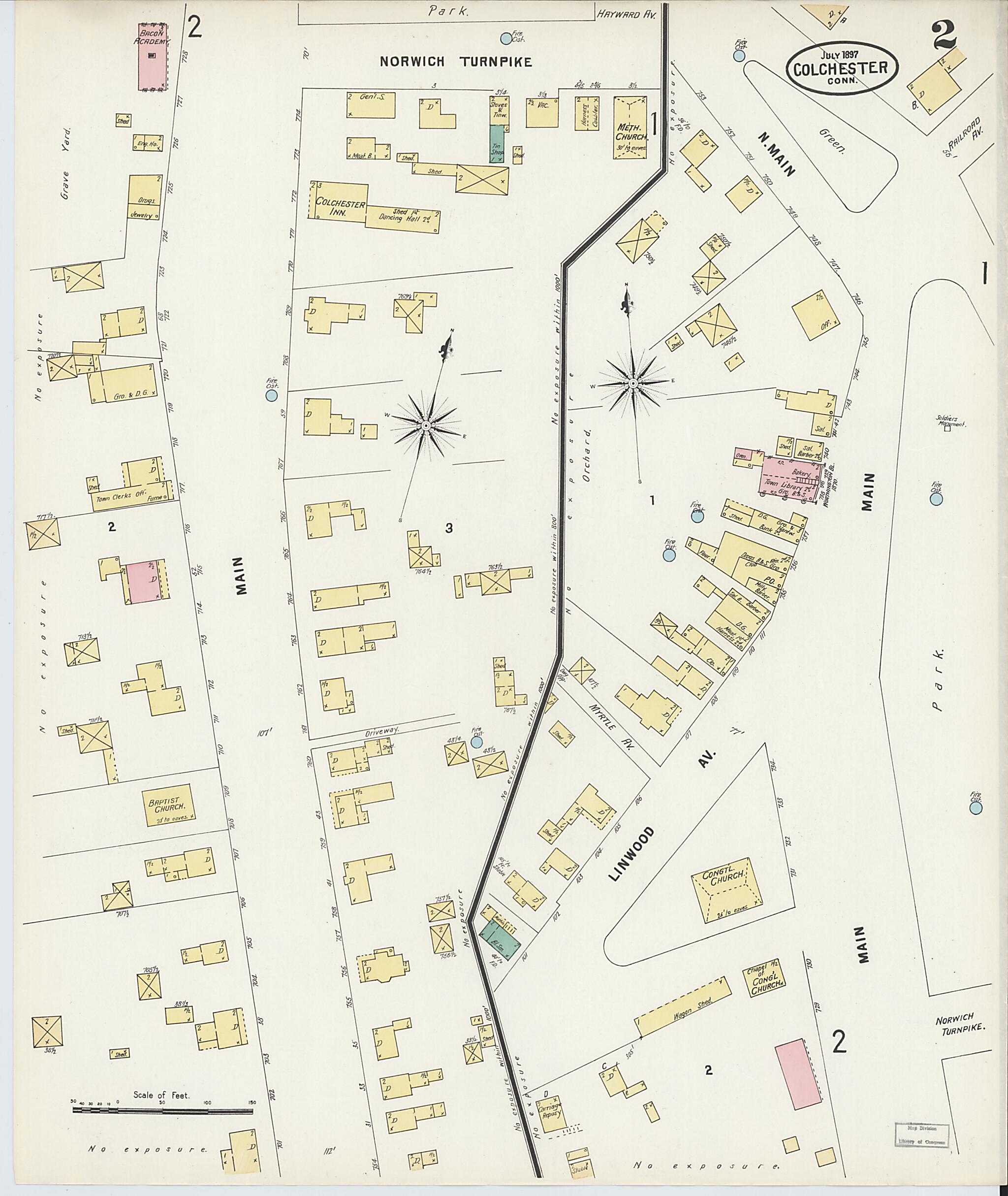 This old map of Colchester, New London County, Connecticut was created by Sanborn Map Company in 1897