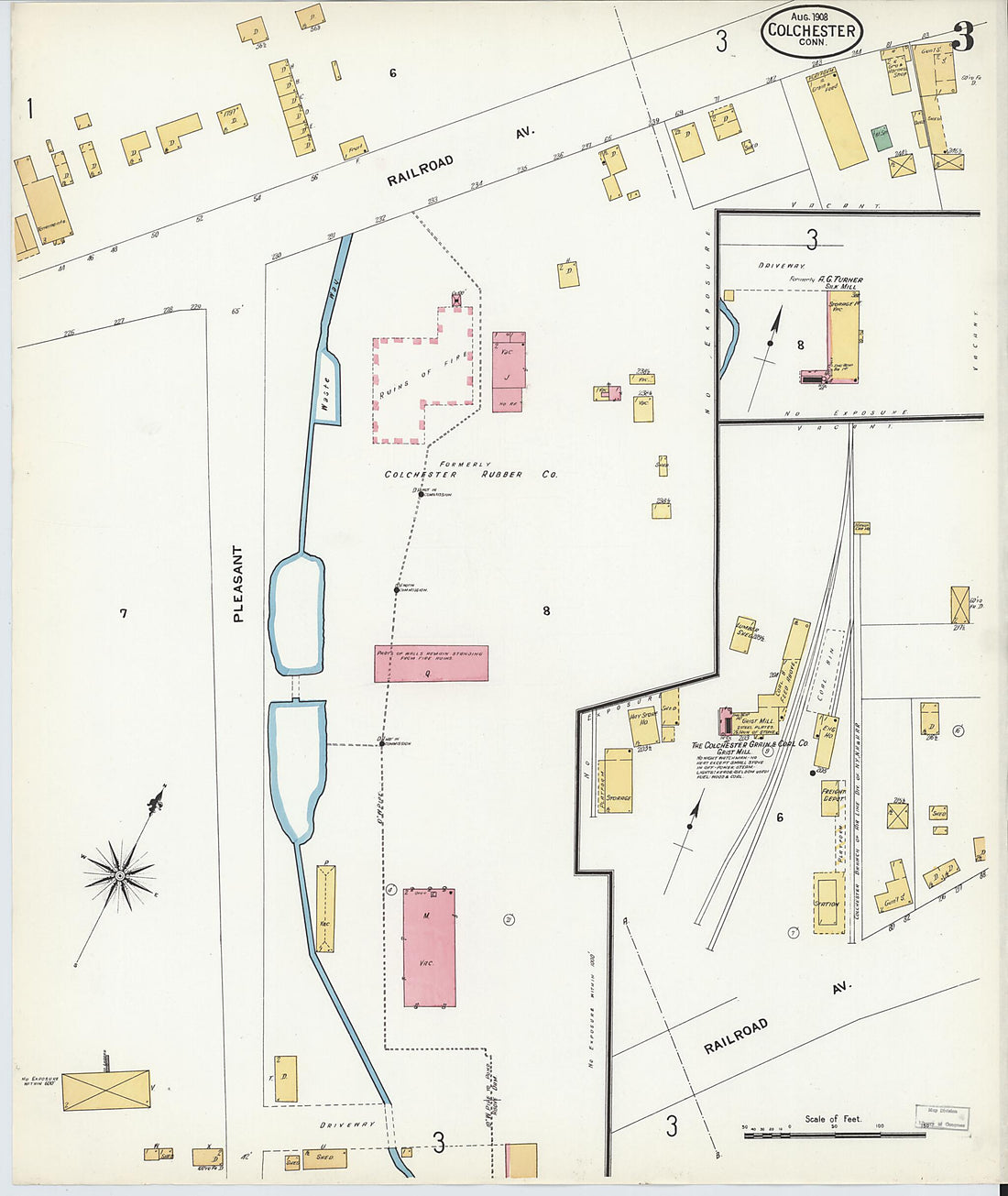 This old map of Colchester, New London County, Connecticut was created by Sanborn Map Company in 1908