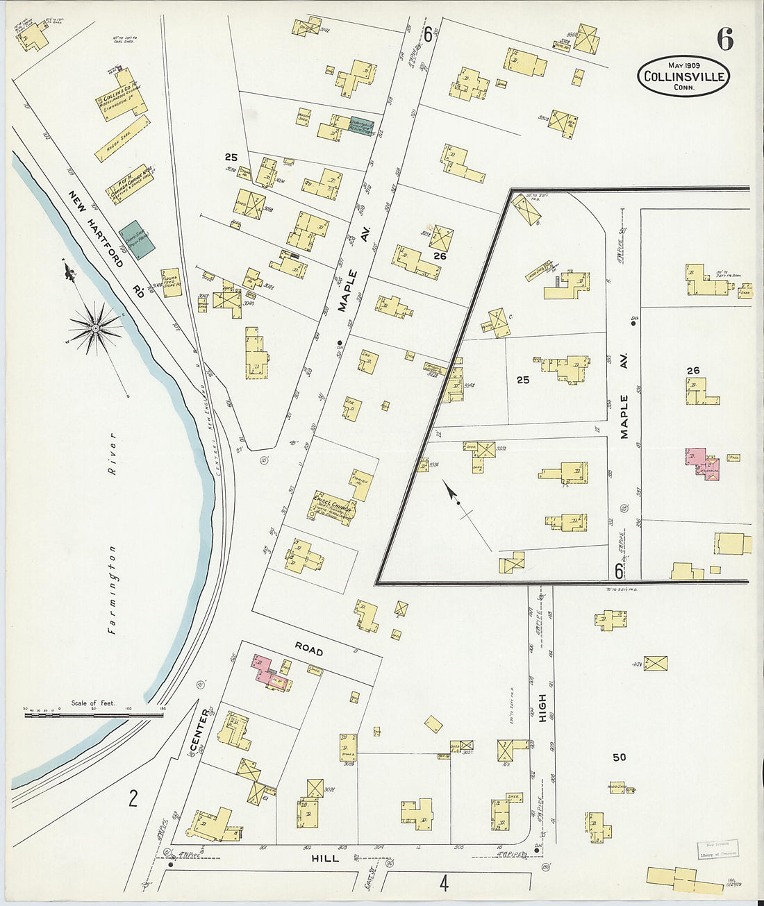 This old map of Collinsville, Hartford County, Connecticut was created by Sanborn Map Company in 1909