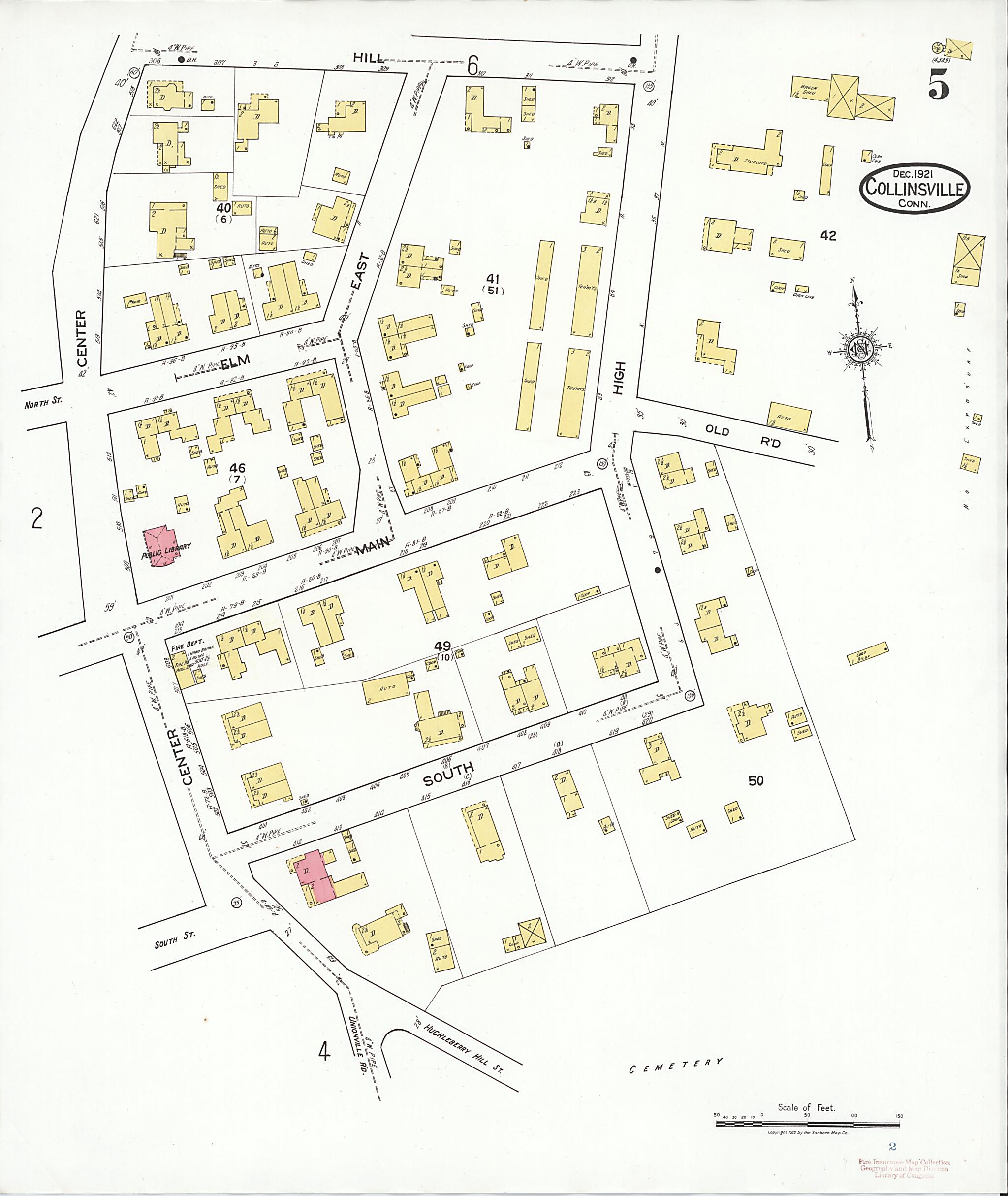 This old map of Collinsville, Hartford County, Connecticut was created by Sanborn Map Company in 1921
