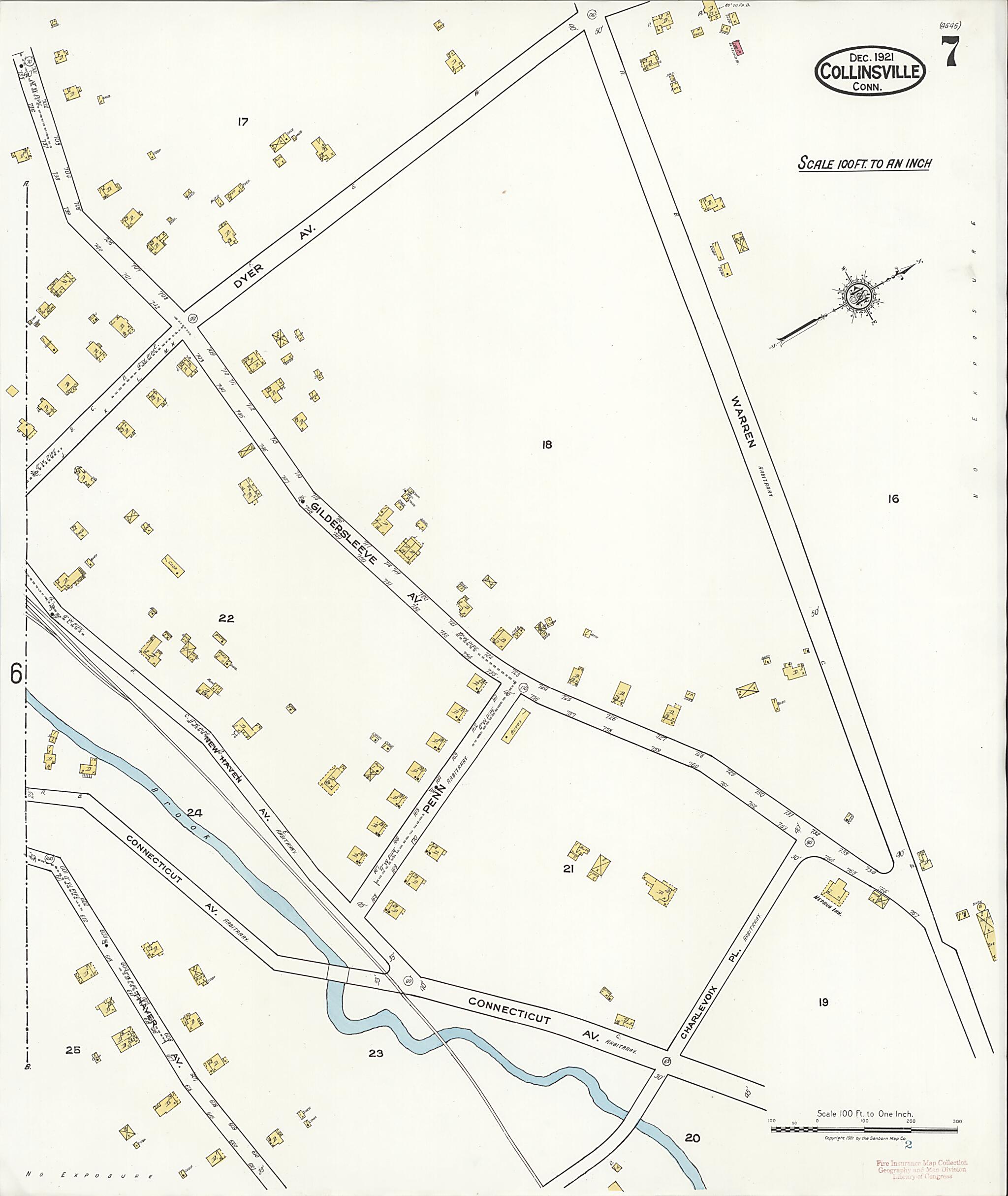 This old map of Collinsville, Hartford County, Connecticut was created by Sanborn Map Company in 1921