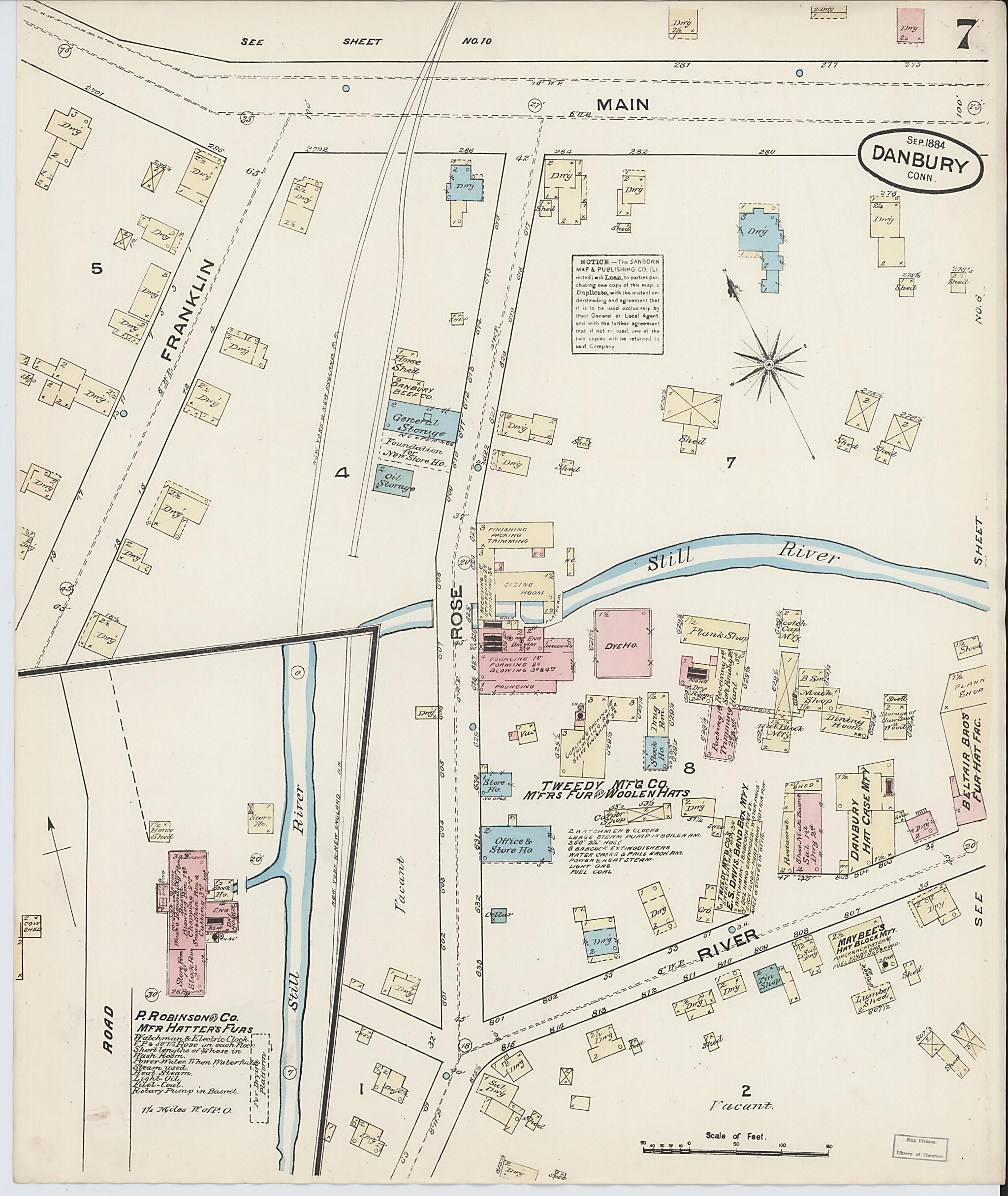 This old map of Danbury, Fairfield County, Connecticut was created by Sanborn Map Company in 1884