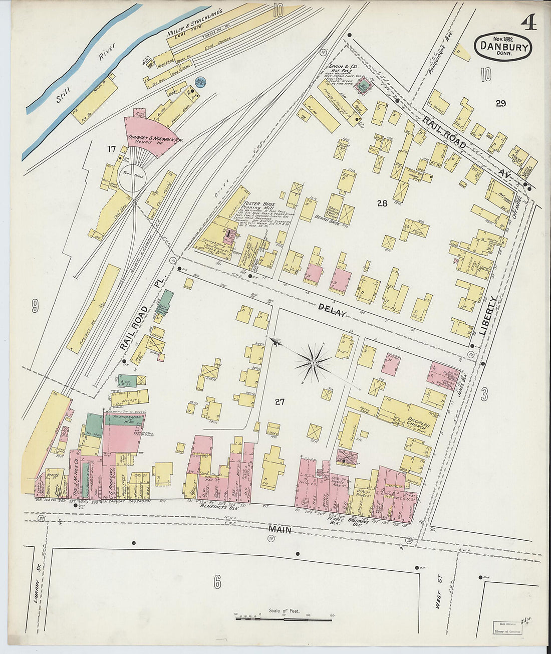 This old map of Danbury, Fairfield County, Connecticut was created by Sanborn Map Company in 1892