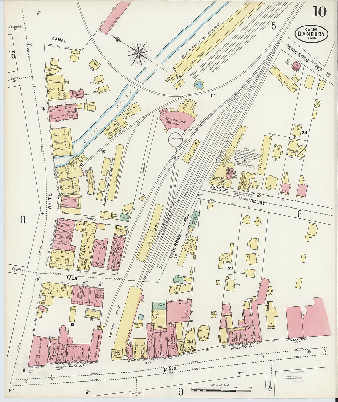 This old map of Danbury, Fairfield County, Connecticut was created by Sanborn Map Company in 1897